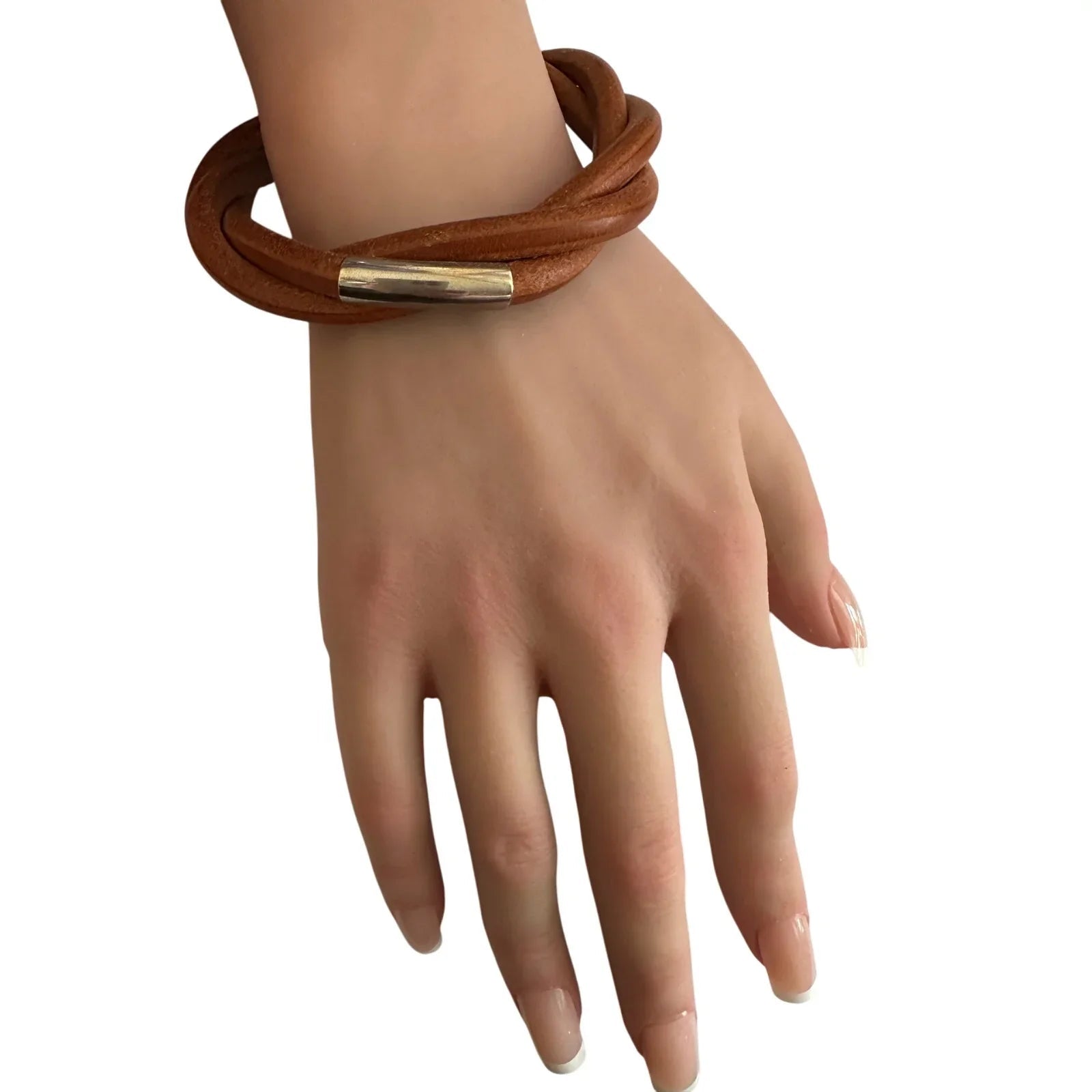 Hermes Brown Leather Tornado Bracelet - Hermès - Bracelet - A+ Stuff
