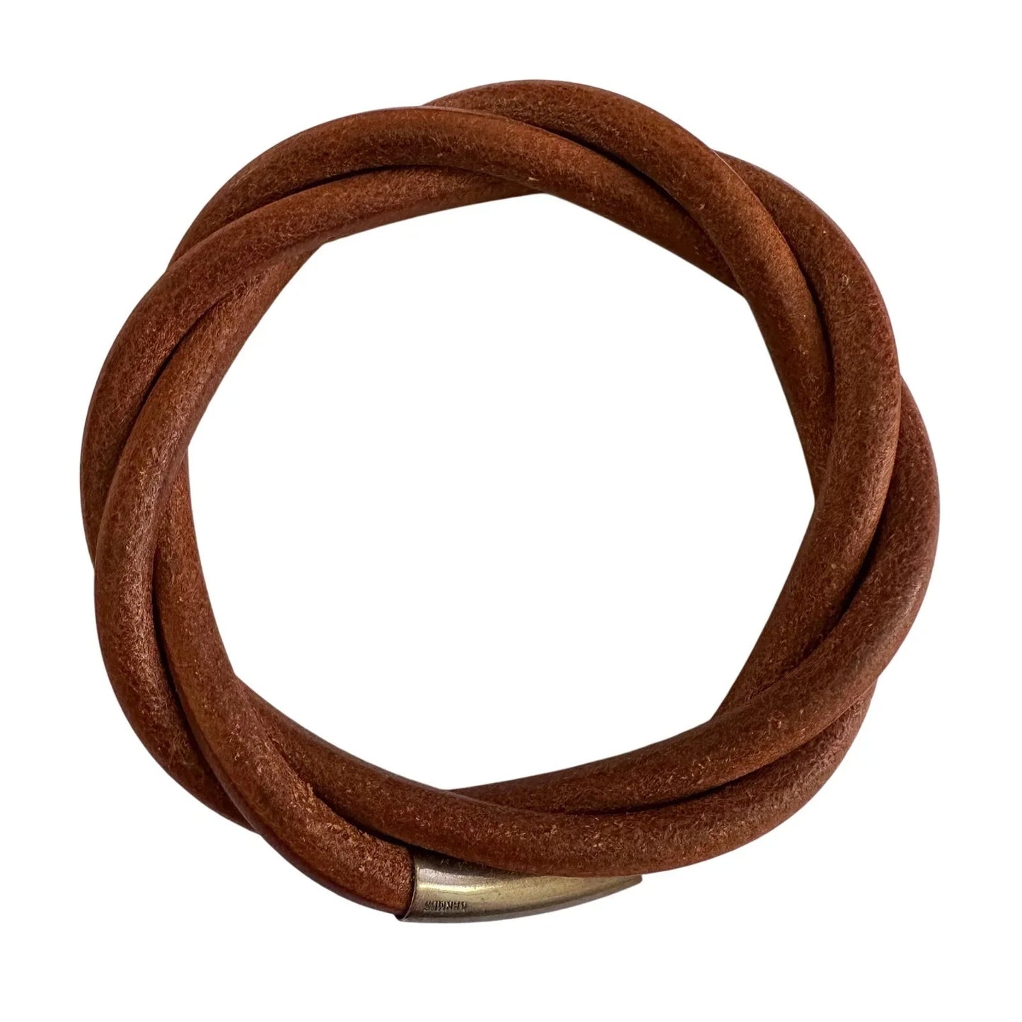 Hermes Brown Leather Tornado Bracelet - Hermès - Bracelet - A+ Stuff