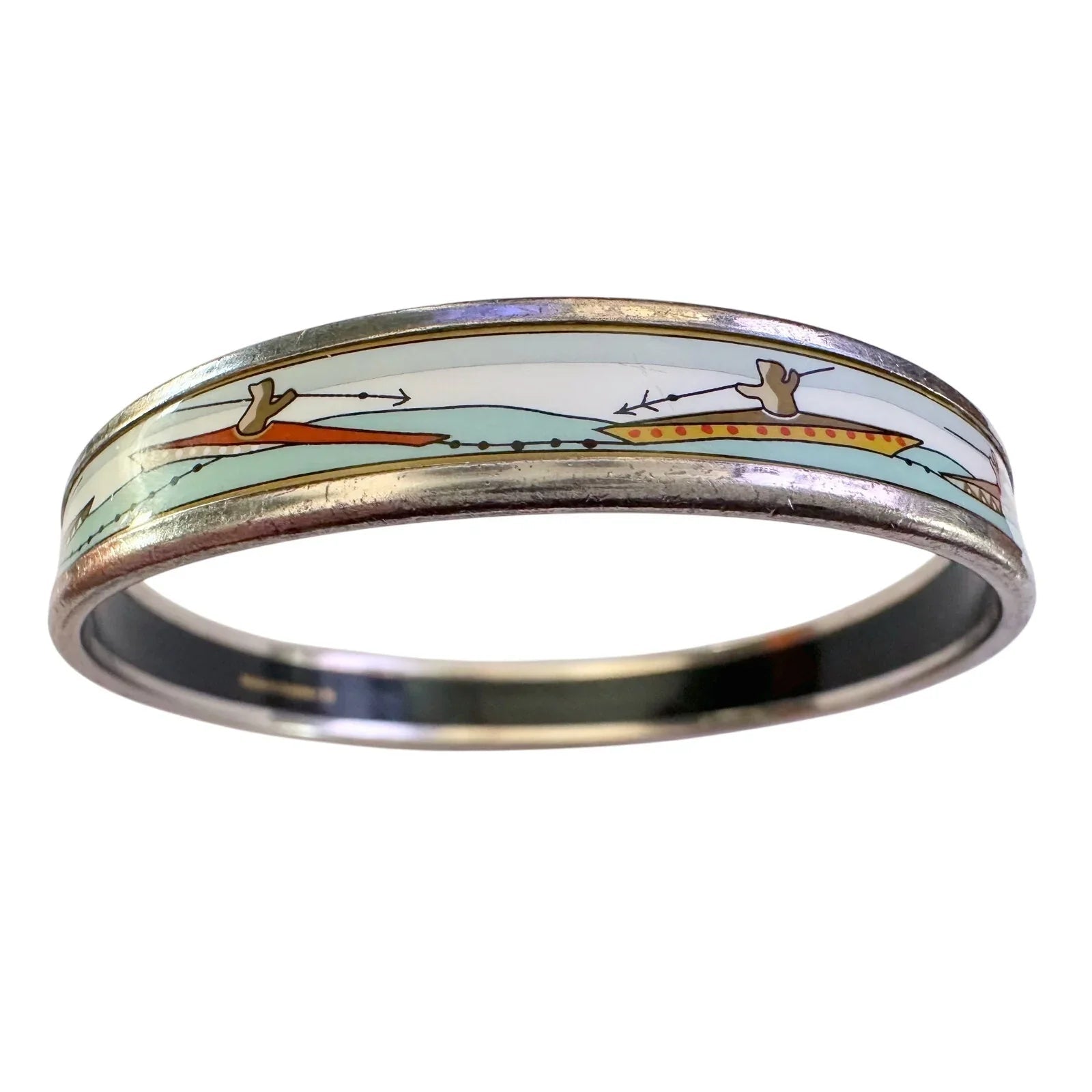 HERMES Enamel Printed Narrow Canoe Pattern Bracelet - Hermès - Bracelet - A+ Stuff
