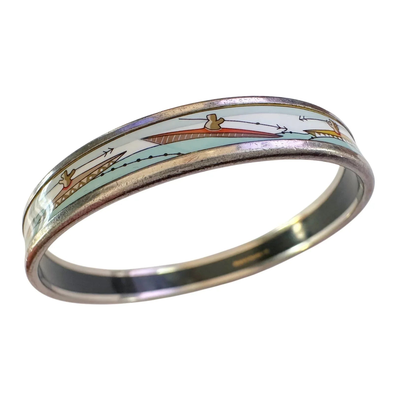 HERMES Enamel Printed Narrow Canoe Pattern Bracelet - Hermès - Bracelet - A+ Stuff