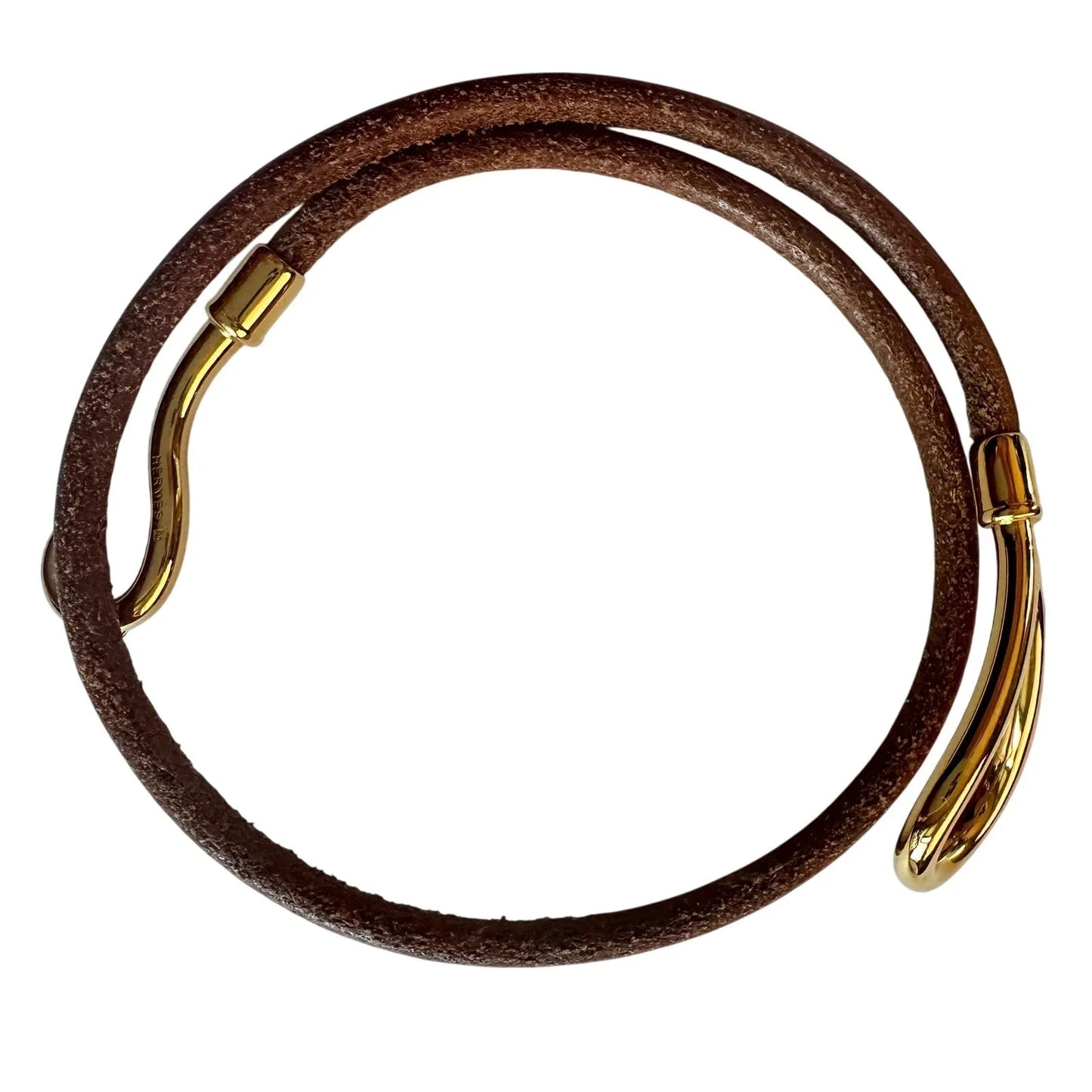 Hermès Jumbo Leather Hook Double Wrap Bangle Bracelet Choker - Hermes - Bracelet - A+ Stuff