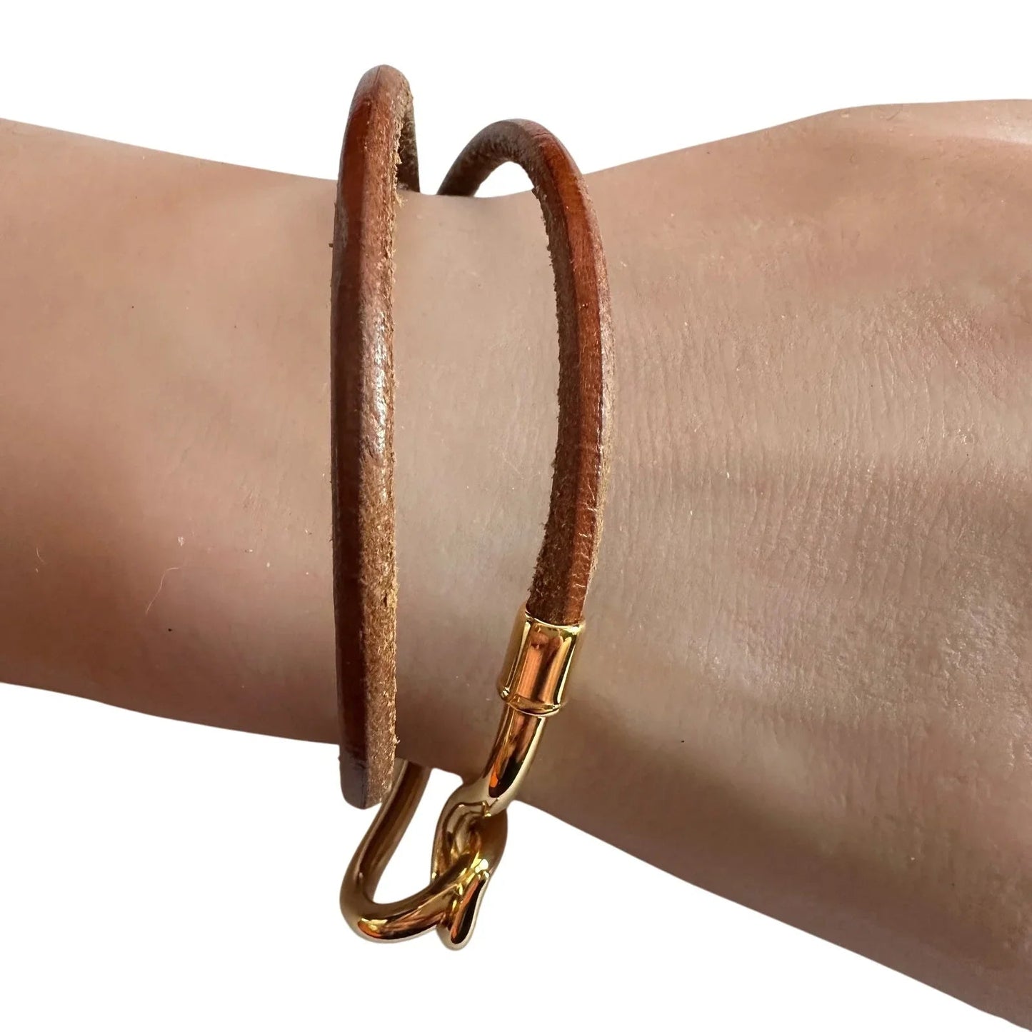 Hermès Jumbo Leather Hook Double Wrap Bangle Bracelet Choker - Hermes - Bracelet - A+ Stuff