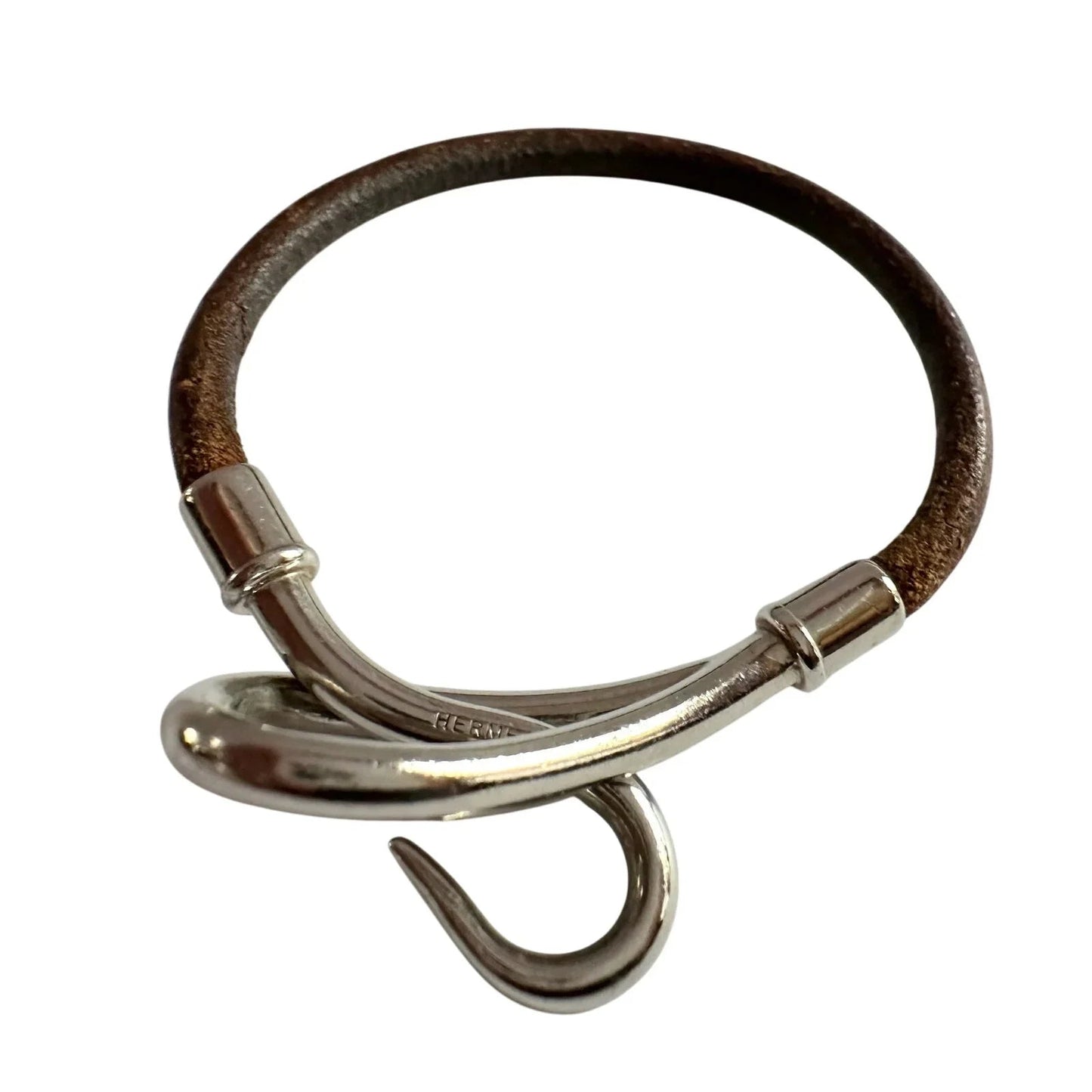 Hermès Jumbo Leather Hook Wrap Bangle Bracelet - Deep Brown - Hermès - Bracelet - A+ Stuff
