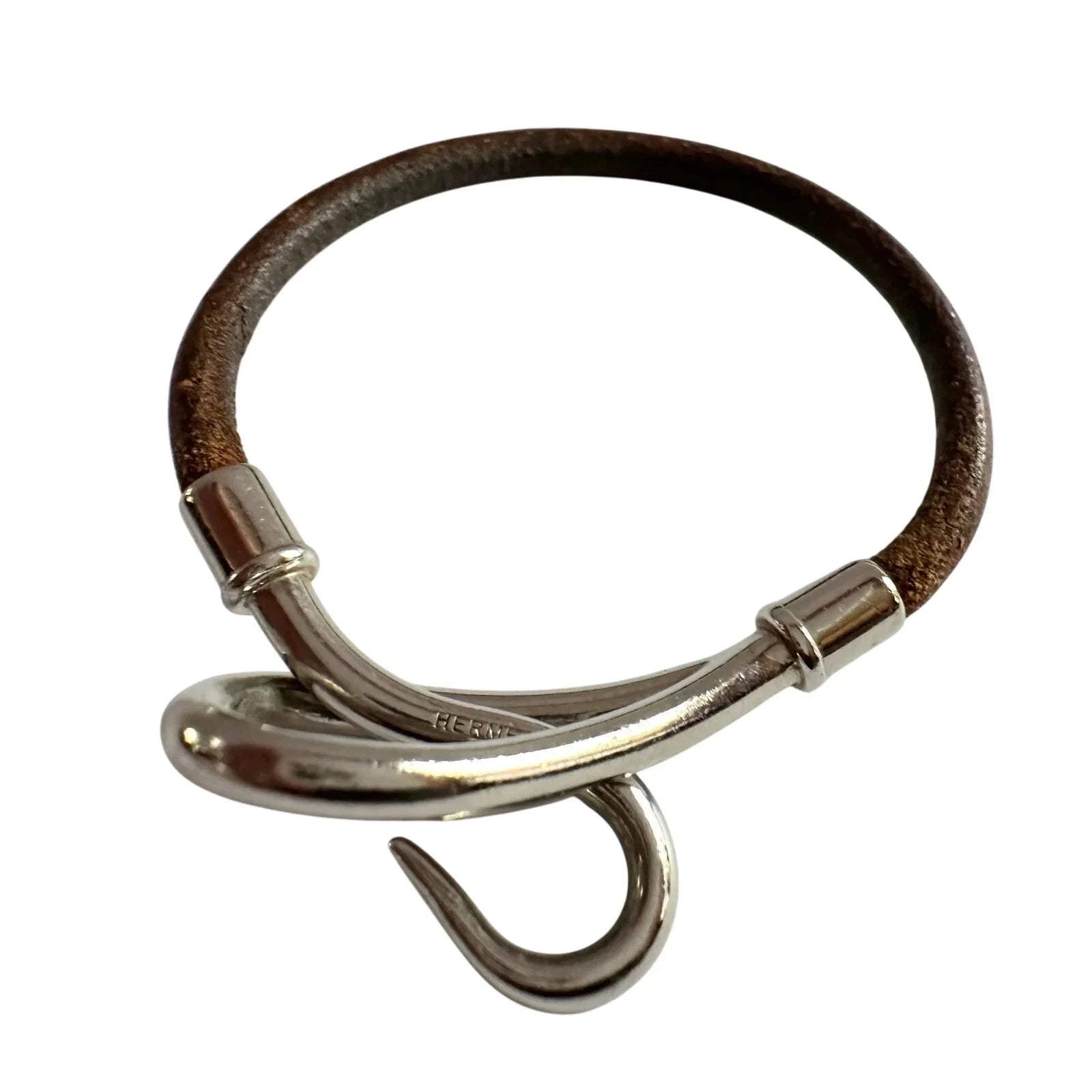 Hermès Jumbo Leather Hook Wrap Bangle Bracelet - Deep Brown - Hermès - Bracelet - A+ Stuff