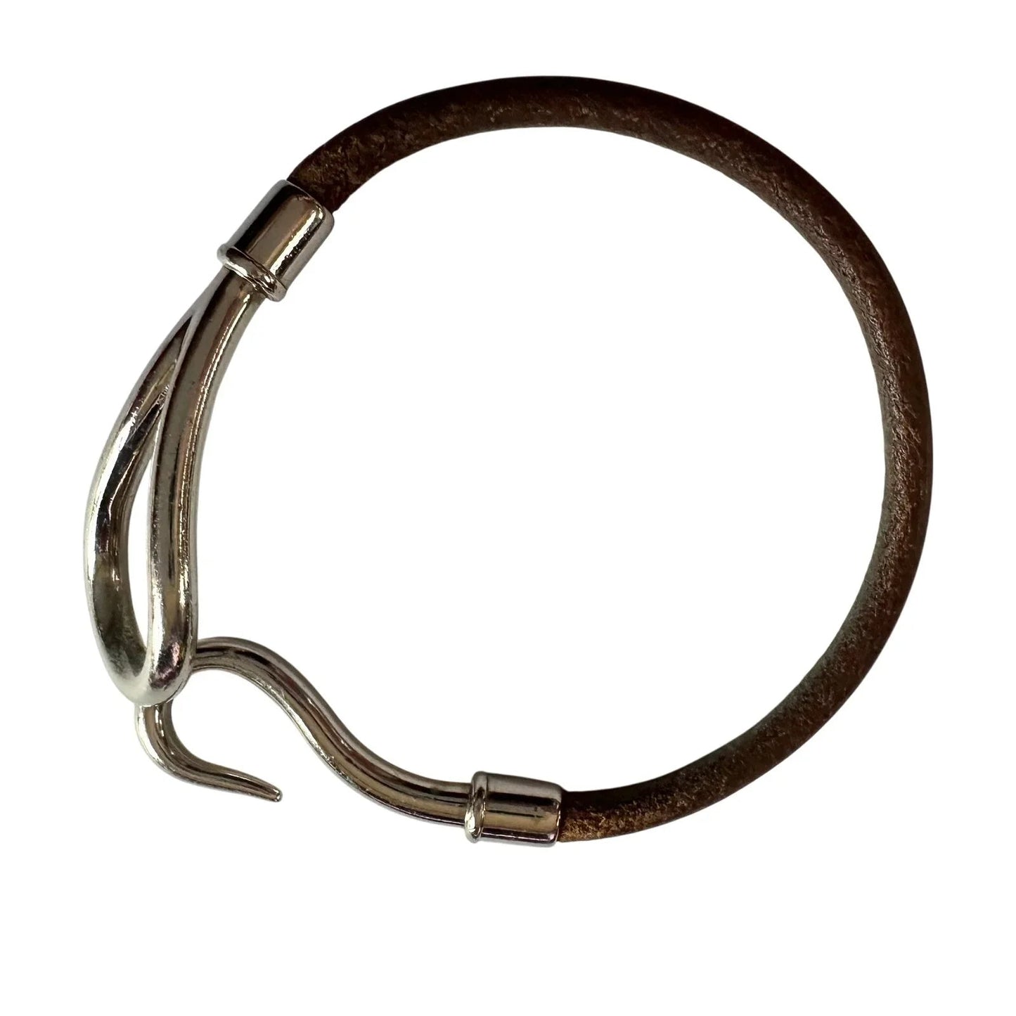 Hermès Jumbo Leather Hook Wrap Bangle Bracelet - Deep Brown - Hermès - Bracelet - A+ Stuff