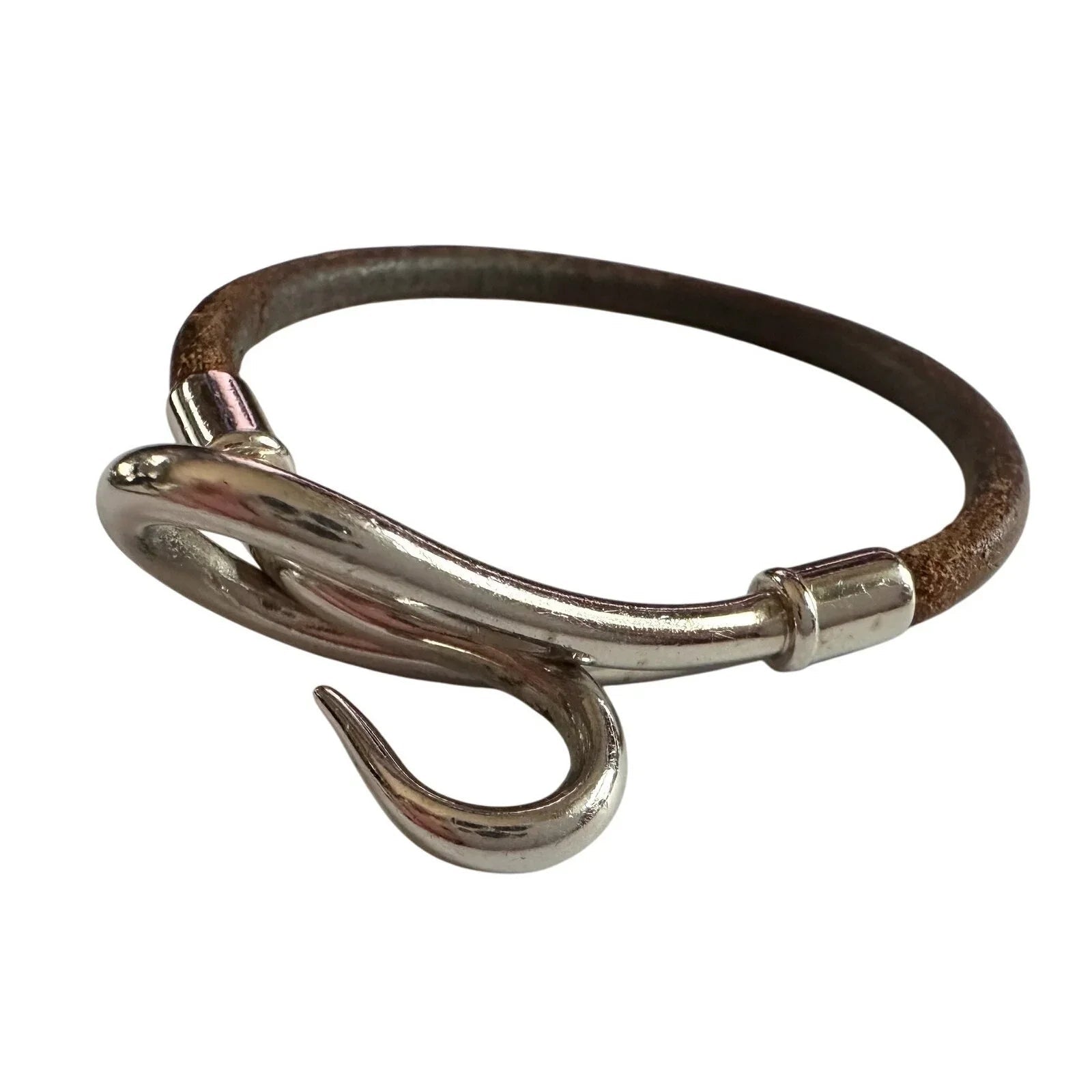 Hermès Jumbo Leather Hook Wrap Bangle Bracelet - Deep Brown - Hermès - Bracelet - A+ Stuff