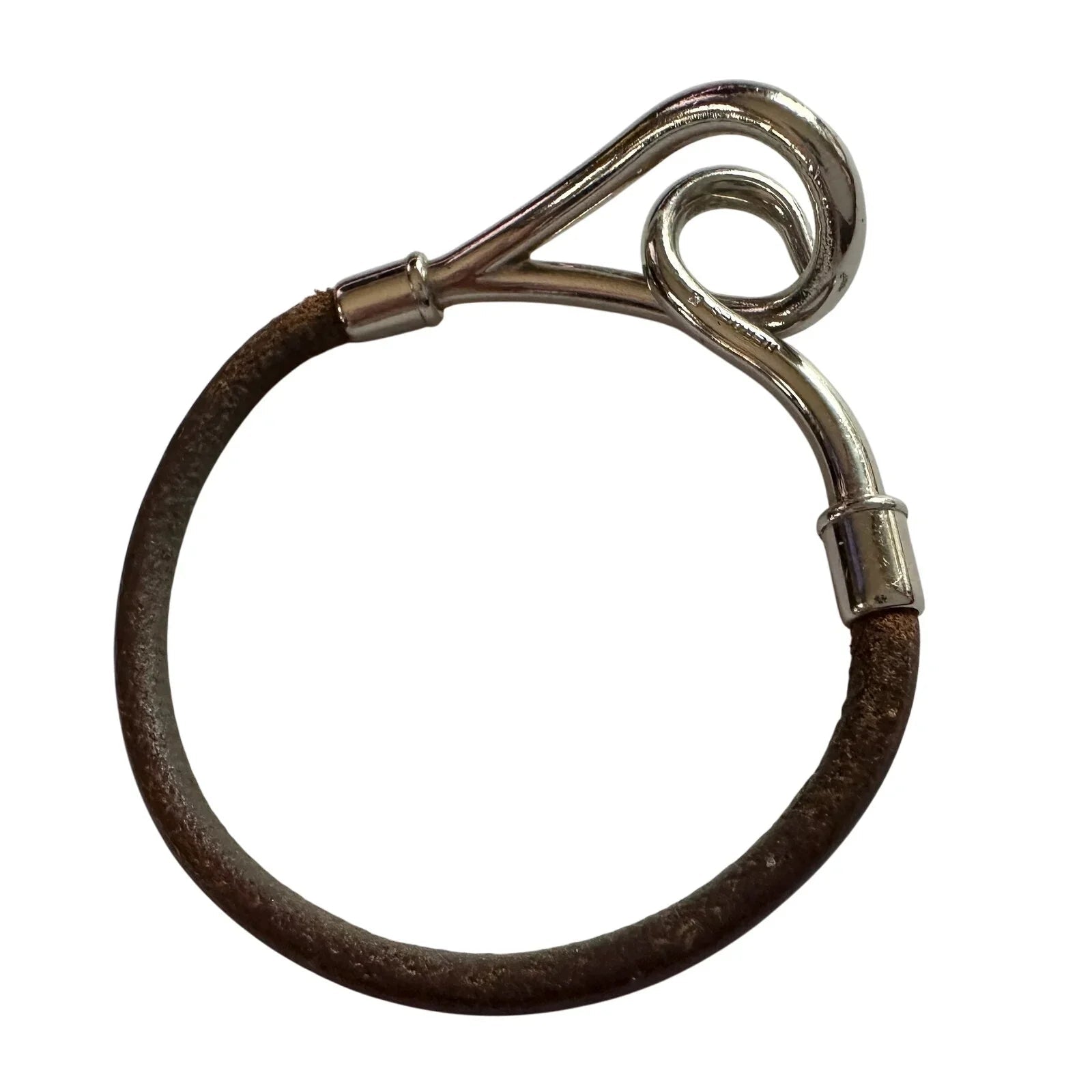 Hermès Jumbo Leather Hook Wrap Bangle Bracelet - Deep Brown - Hermès - Bracelet - A+ Stuff
