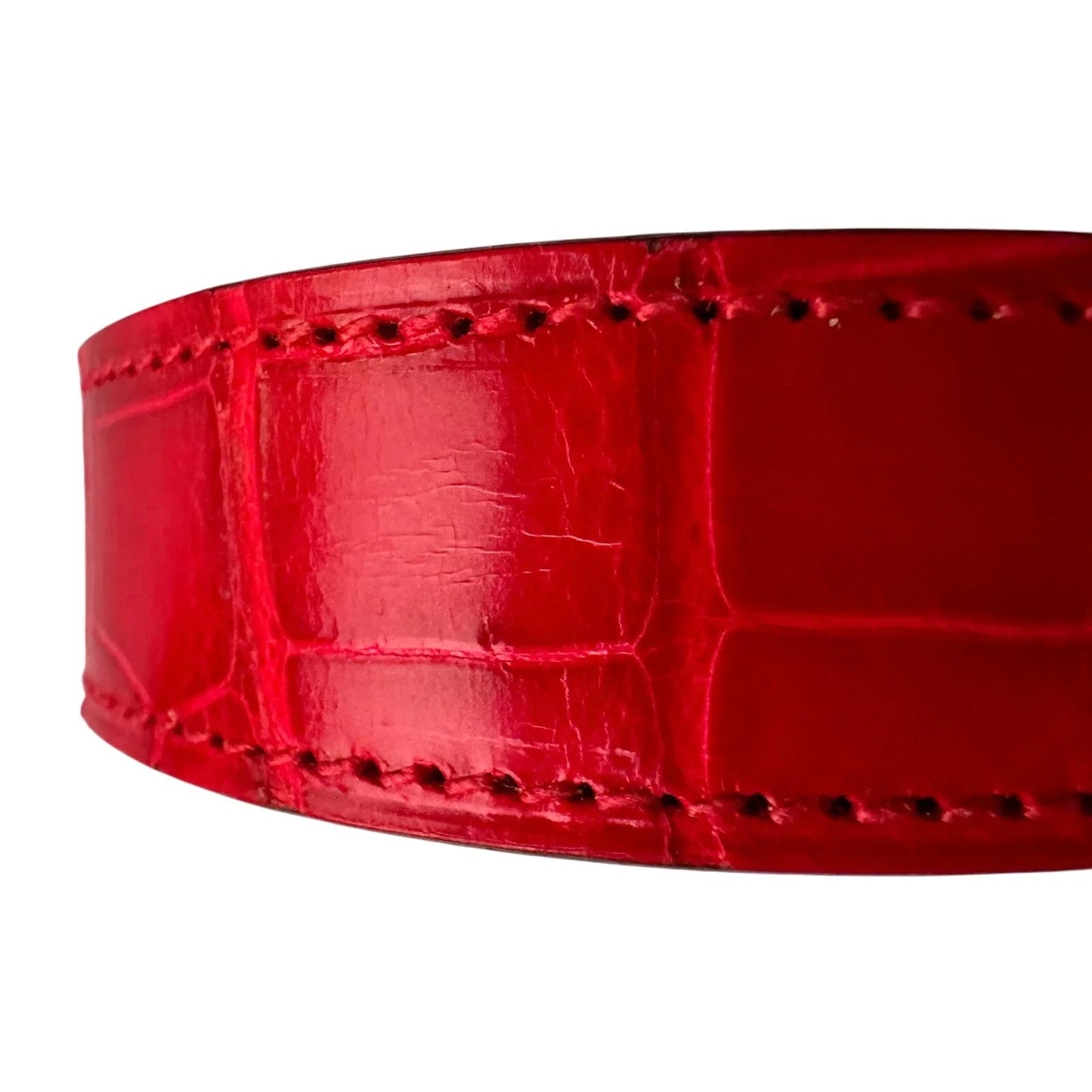 Hermes Red Croc Embossed Leather Bangle Bracelet - Hermès - Bracelet - A+ Stuff