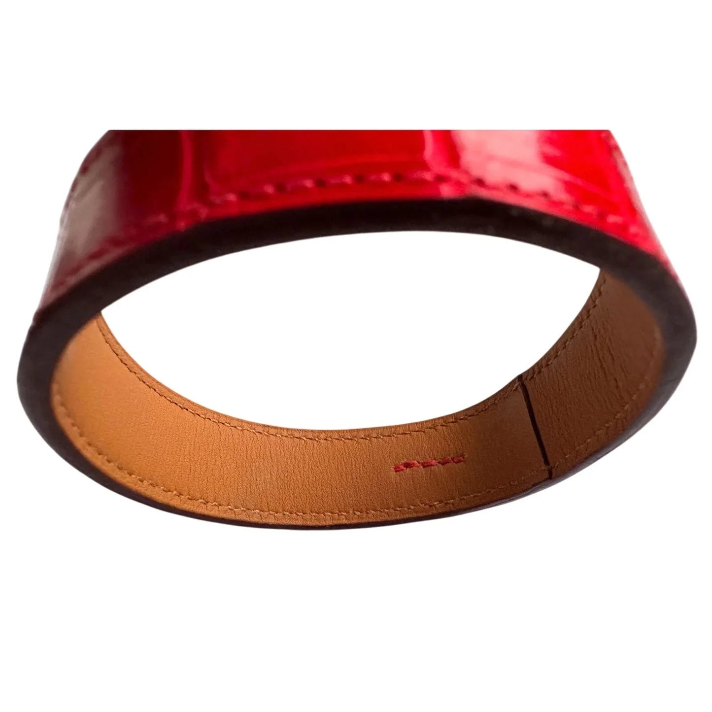 Hermes Red Croc Embossed Leather Bangle Bracelet - Hermès - Bracelet - A+ Stuff