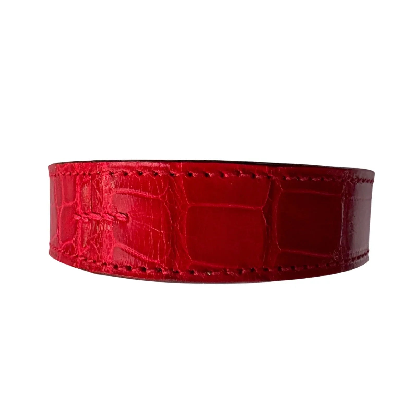 Hermes Red Croc Embossed Leather Bangle Bracelet - Hermès - Bracelet - A+ Stuff