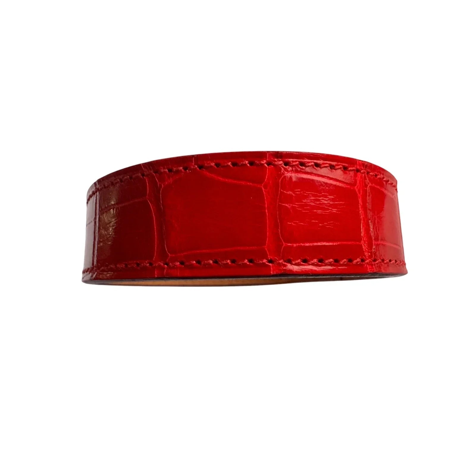 Hermes Red Croc Embossed Leather Bangle Bracelet - Hermès - Bracelet - A+ Stuff