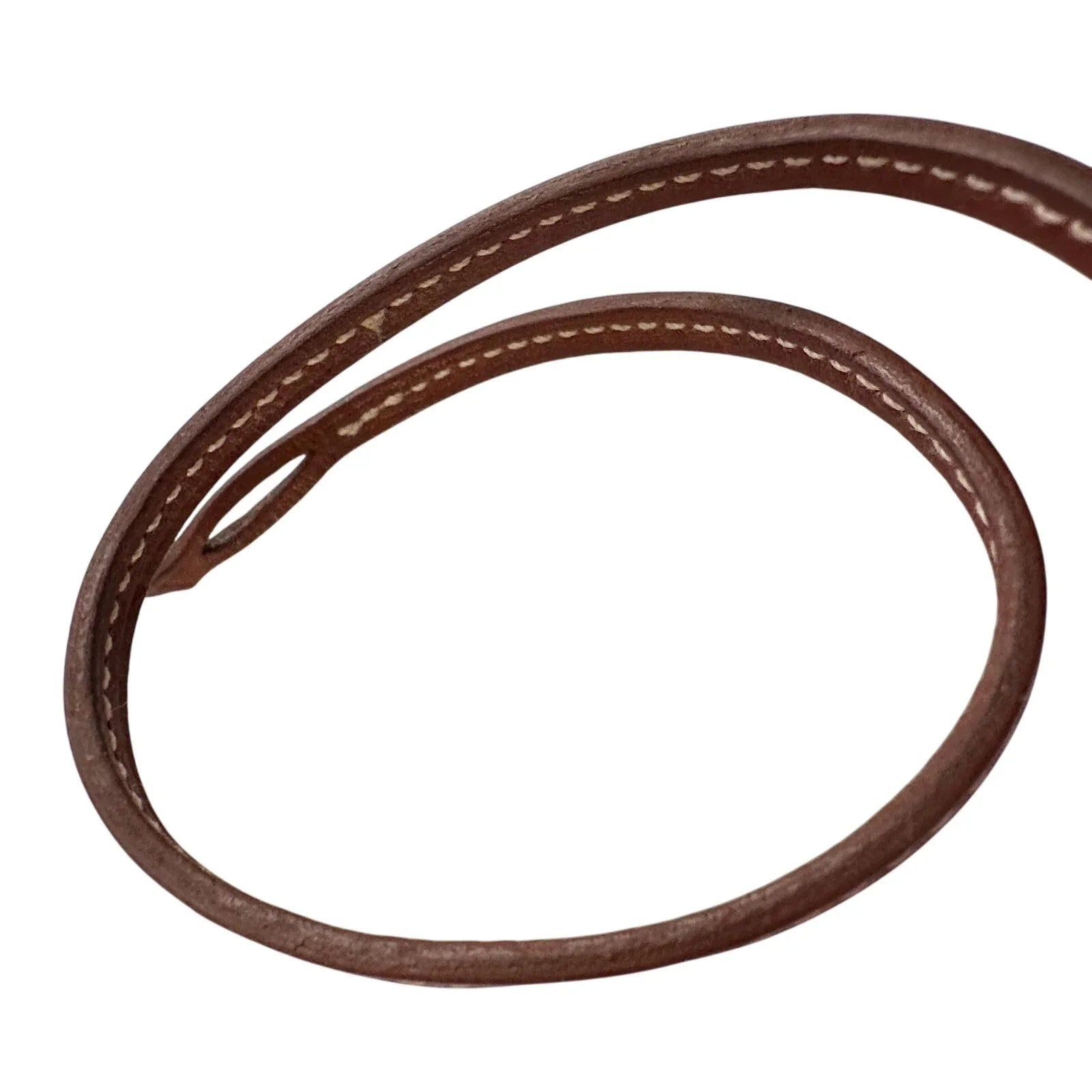 Hermes Tillet Leather Double Wrap Bracelet (Brown w White Stitching) - Hermès - Bracelet - A+ Stuff