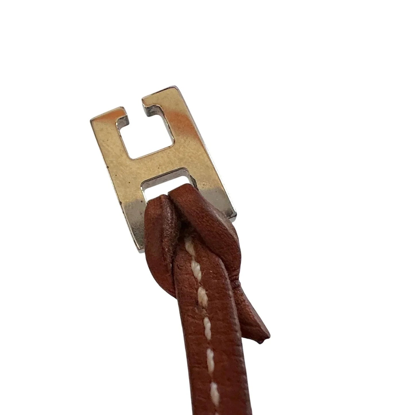 Hermes Tillet Leather Double Wrap Bracelet (Brown w White Stitching) - Hermès - Bracelet - A+ Stuff