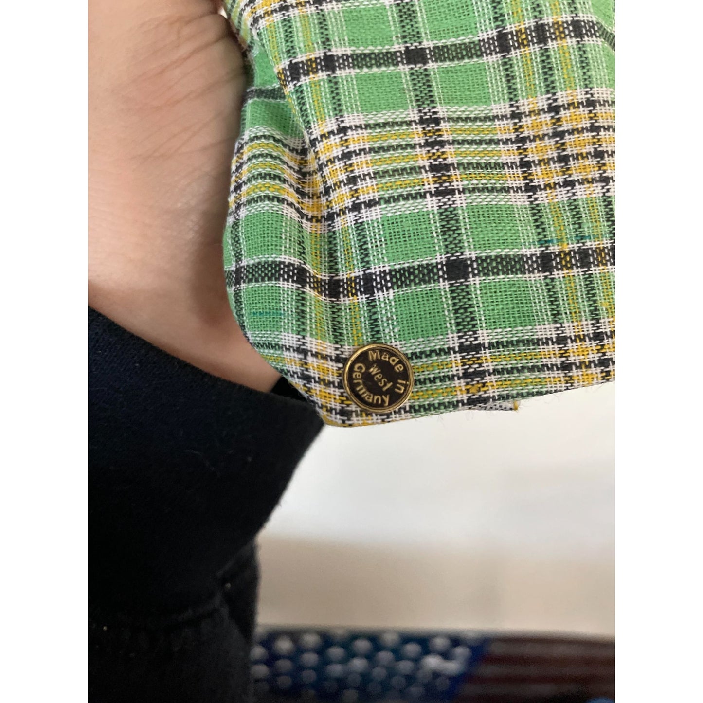 Vintage Hand Puppet - Man Wearing Green Plaid Outfit with Red Bow/tie