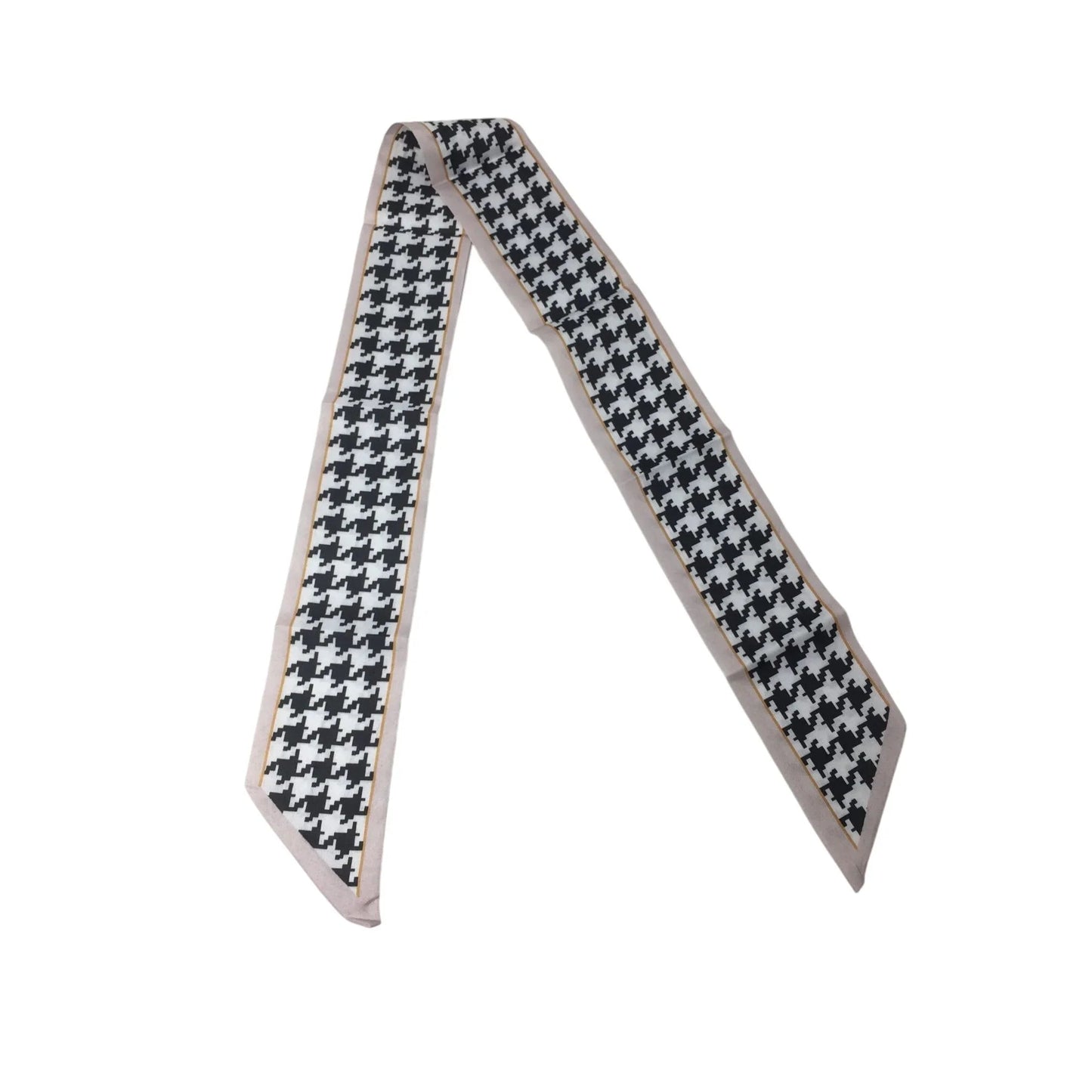 Houndstooth Print Skinny Purse Scarf (Black, White and Pink) - A+ Stuff - Scarf - A+ Stuff