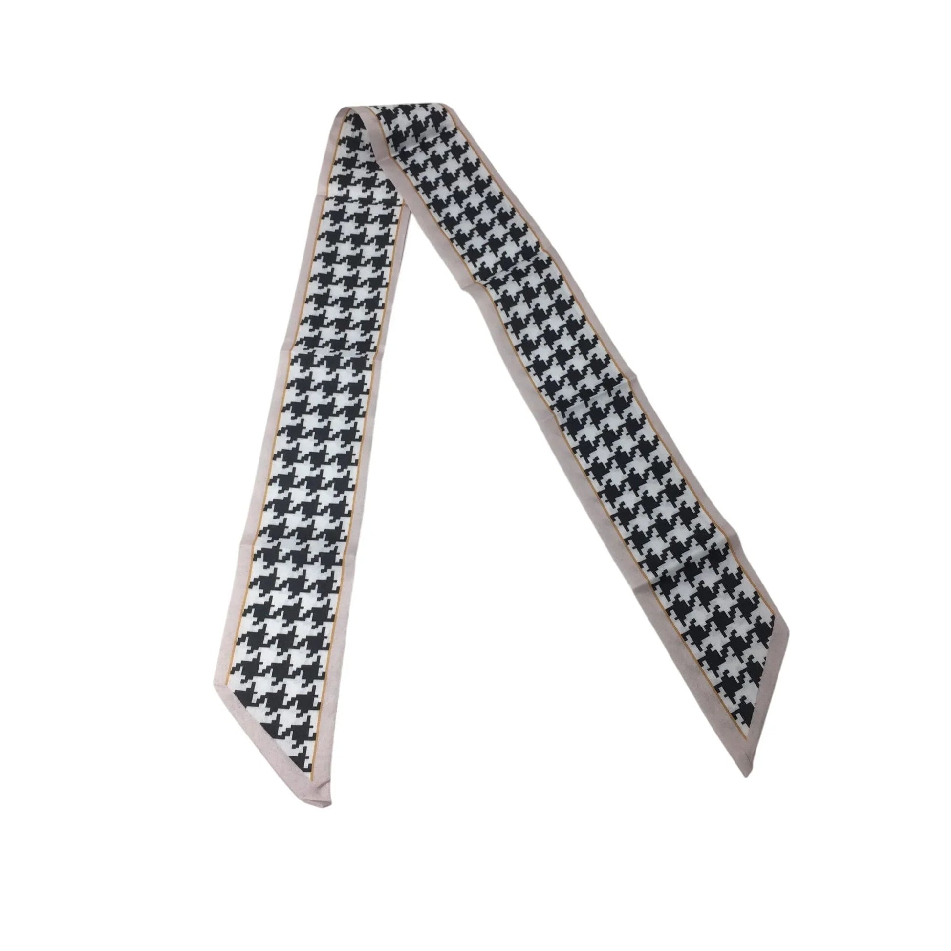 Houndstooth Print Skinny Purse Scarf (Black, White and Pink) - A+ Stuff - Scarf - A+ Stuff