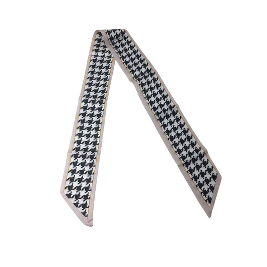 Houndstooth Print Skinny Purse Scarf (Black, White and Pink) - A+ Stuff - Scarf - A+ Stuff