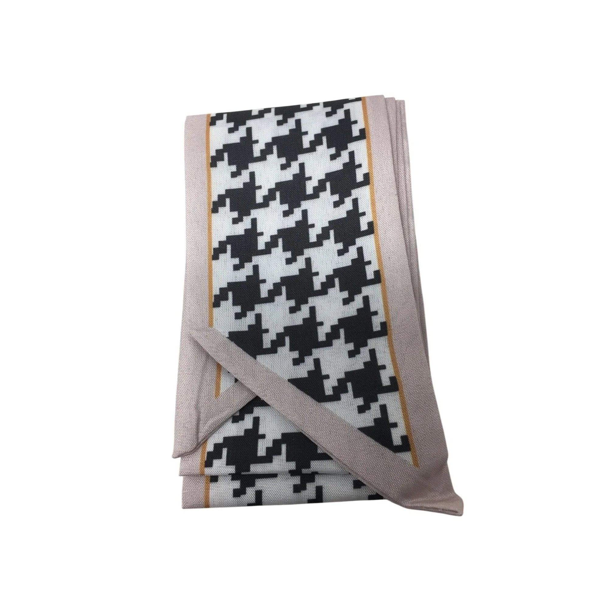 Houndstooth Print Skinny Purse Scarf (Black, White and Pink) - A+ Stuff - Scarf - A+ Stuff