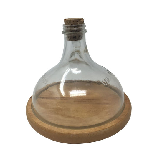 Vintage One Gallon Half Bottle Jug - Dome Glass & Wood Board w/ Cork Plug