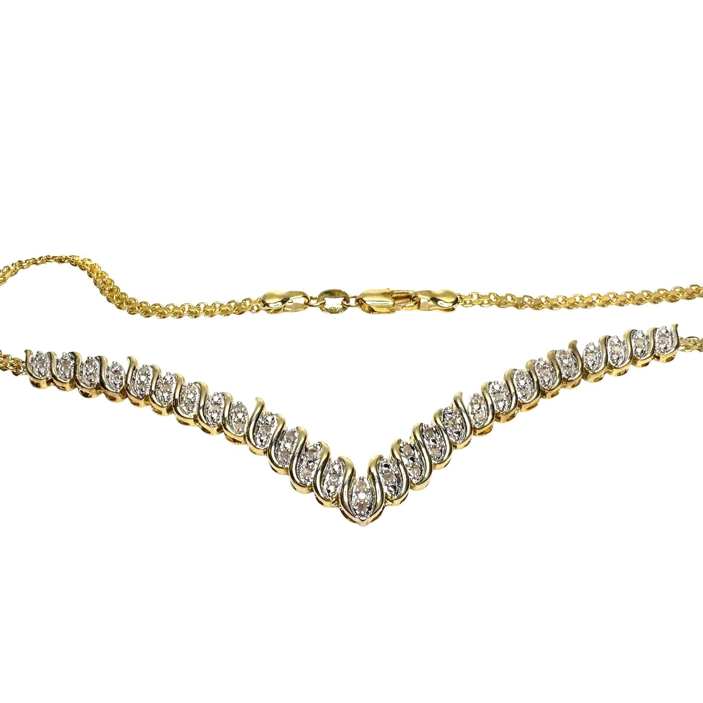 Elegant 1/2 Ct Natural Diamond Chevron Evening Necklace Gold Plated Brass -  A+ Stuff Necklace