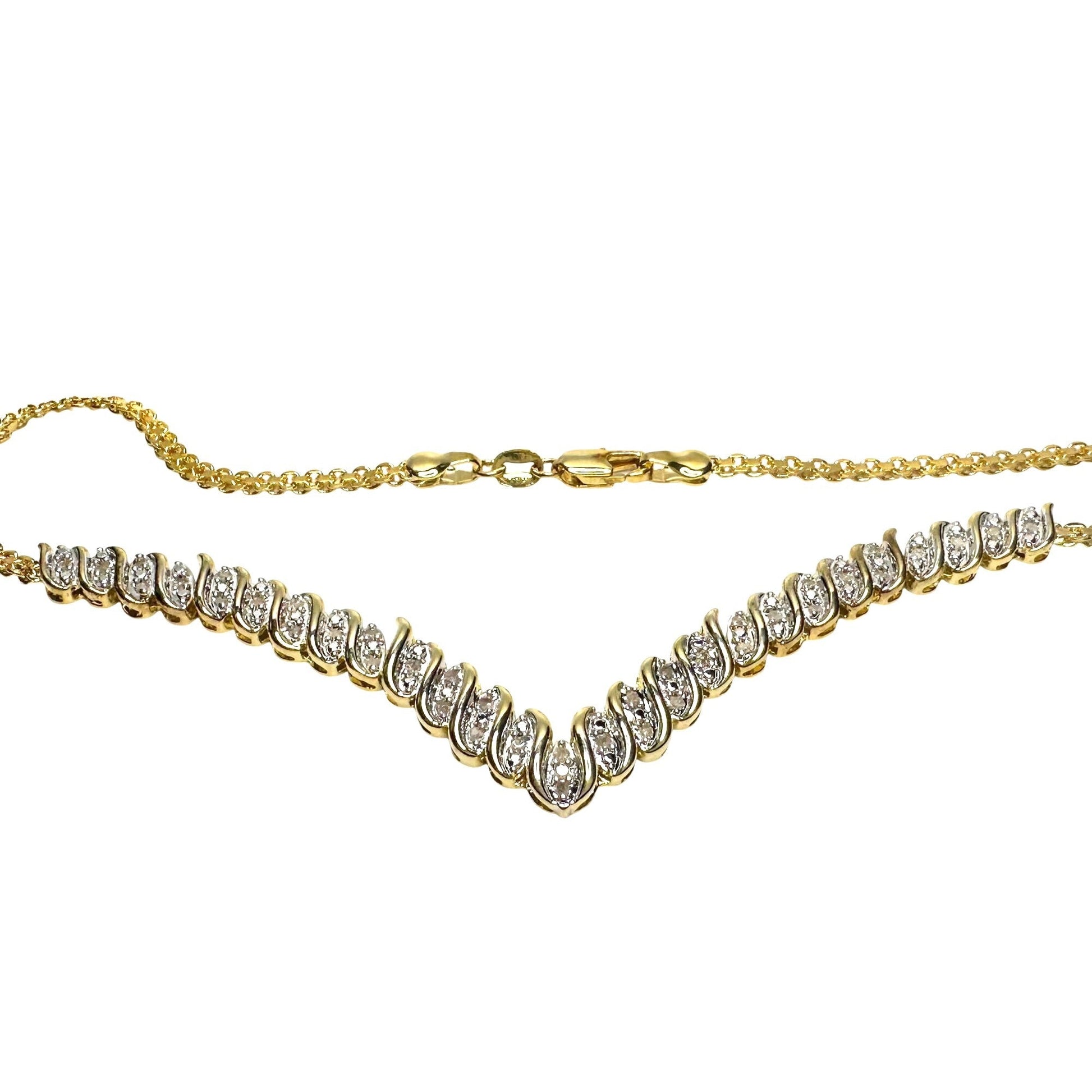 Elegant 1/2 Ct Natural Diamond Chevron Evening Necklace Gold Plated Brass -  A+ Stuff Necklace