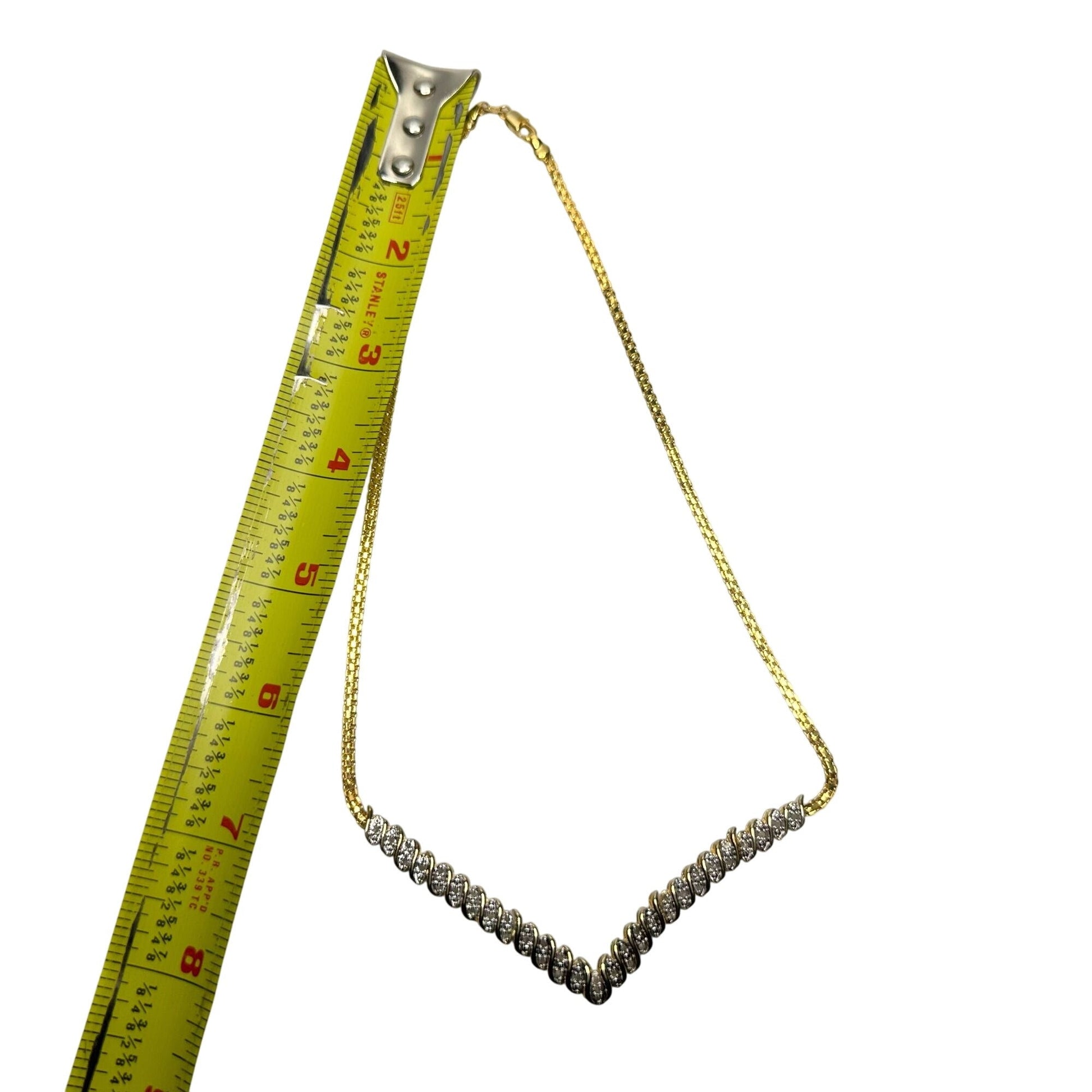 Elegant 1/2 Ct Natural Diamond Chevron Evening Necklace Gold Plated Brass -  A+ Stuff Necklace