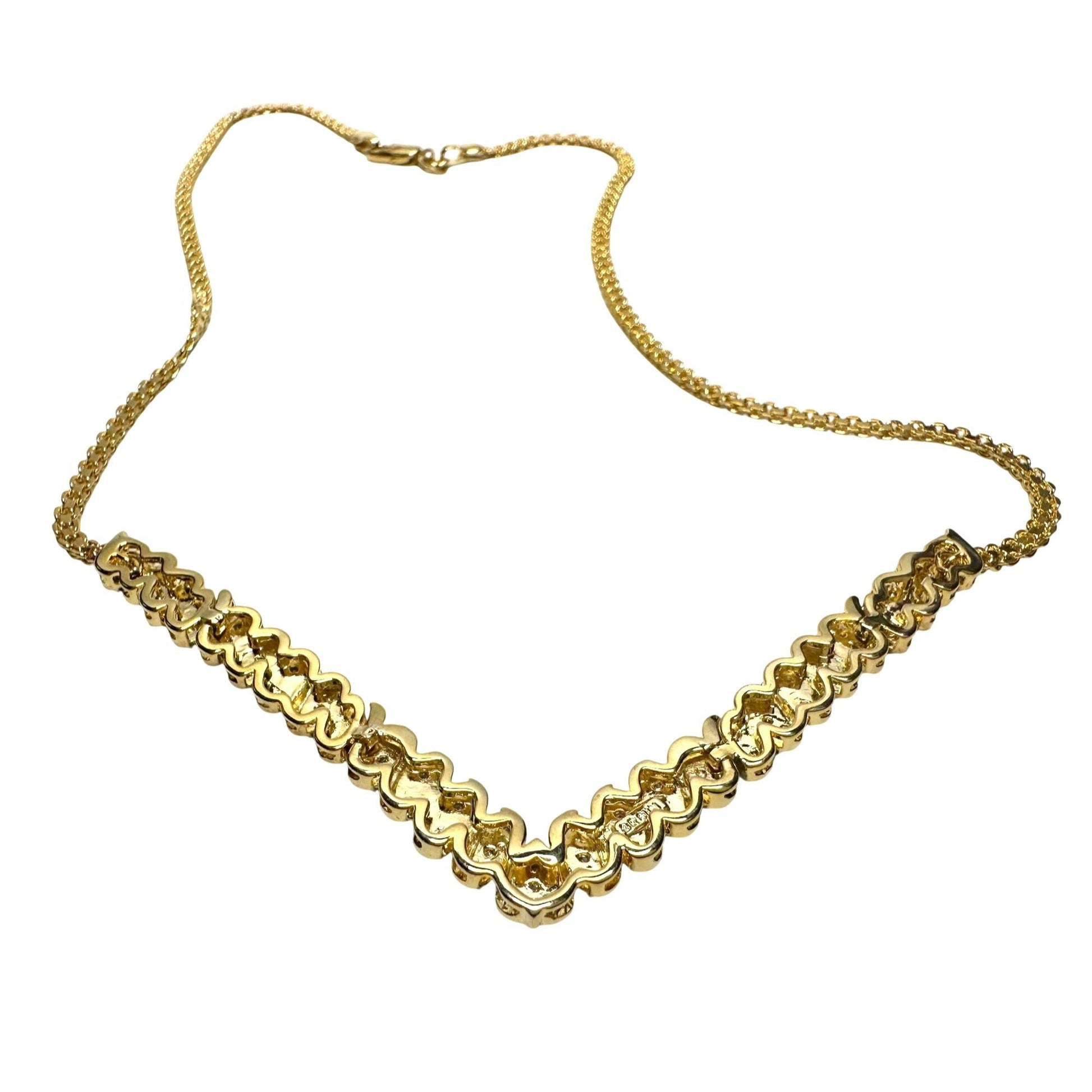 Elegant 1/2 Ct Natural Diamond Chevron Evening Necklace Gold Plated Brass -  A+ Stuff Necklace