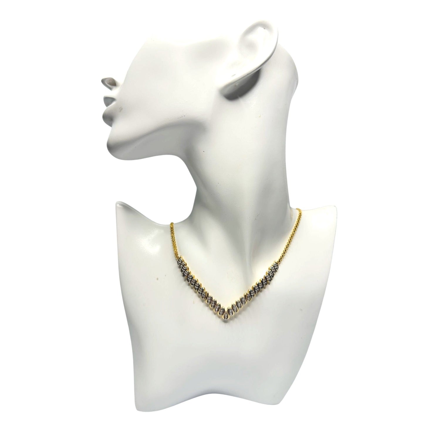 Elegant 1/2 Ct Natural Diamond Chevron Evening Necklace Gold Plated Brass -  A+ Stuff Necklace