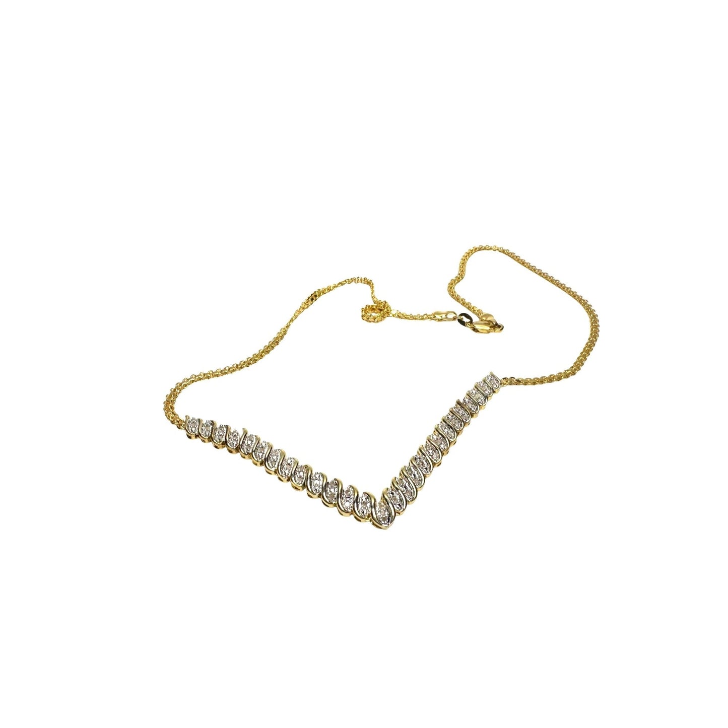 Elegant 1/2 Ct Natural Diamond Chevron Evening Necklace Gold Plated Brass -  A+ Stuff Necklace