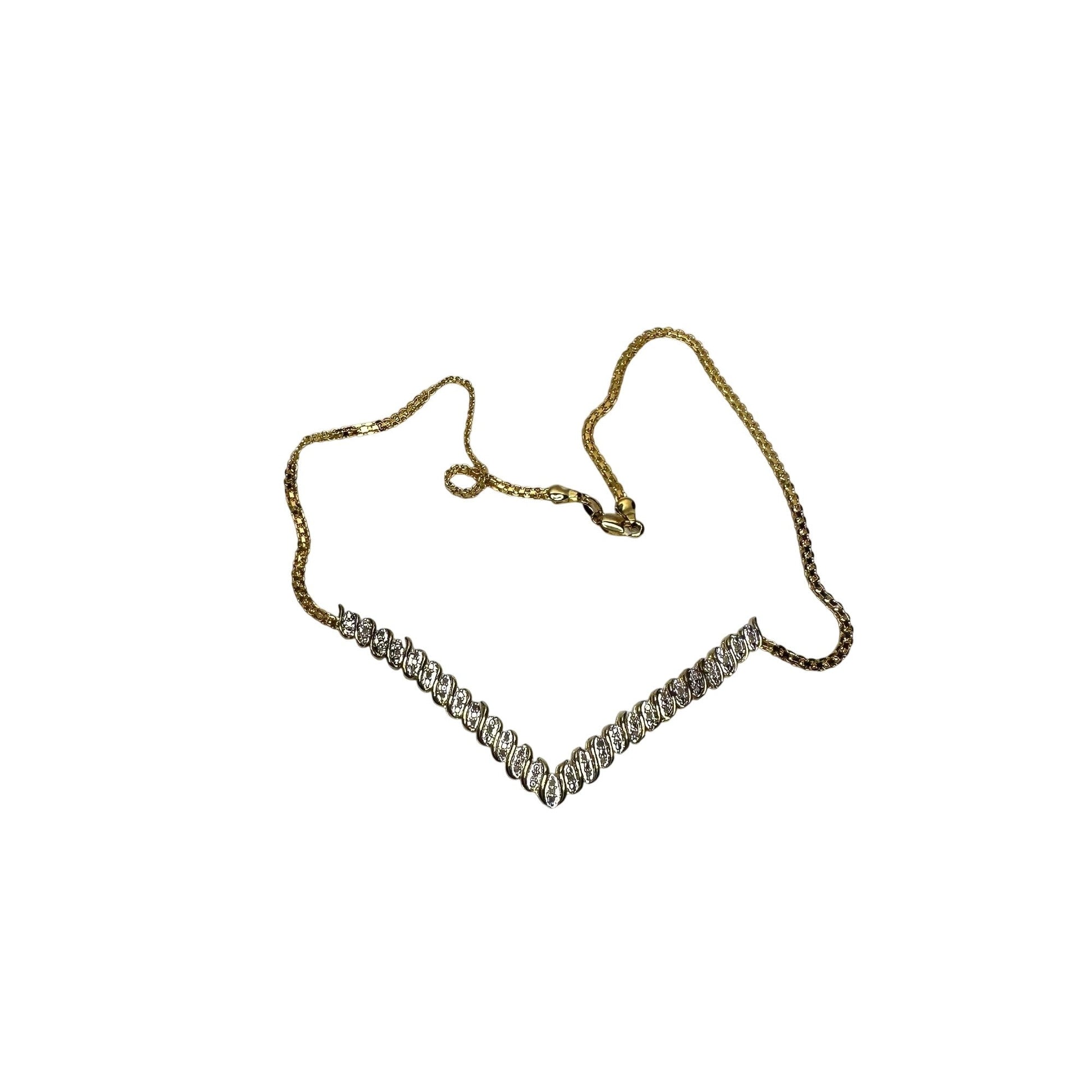 Elegant 1/2 Ct Natural Diamond Chevron Evening Necklace Gold Plated Brass -  A+ Stuff Necklace