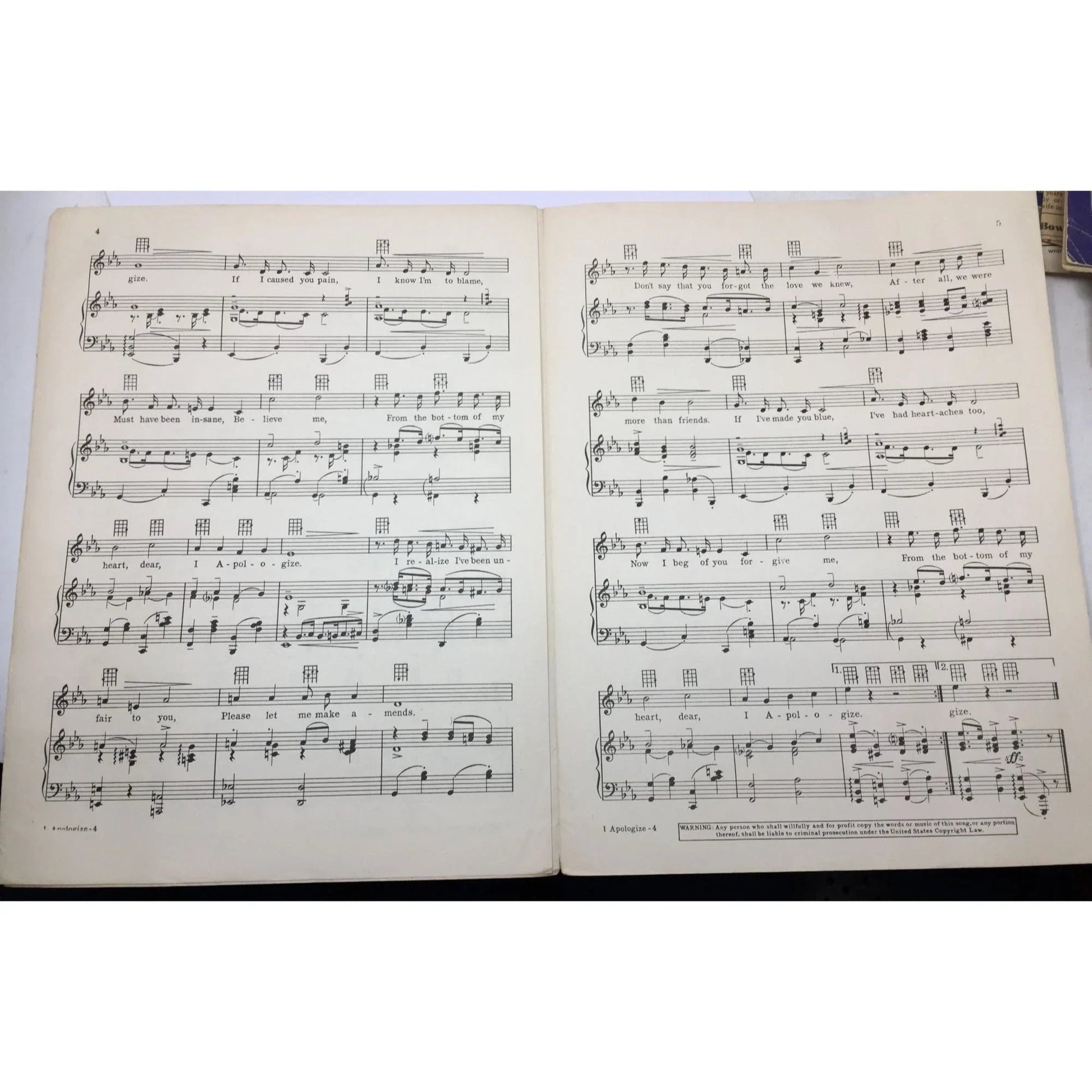 ''I APOLOGIZE'' By Al Hoffman, Al Goodhart, and Ed Nelson - A+ Stuff - SHEET MUSIC - A+ Stuff