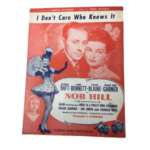 ''I don't care who knows it'' Vintage Sheet Music