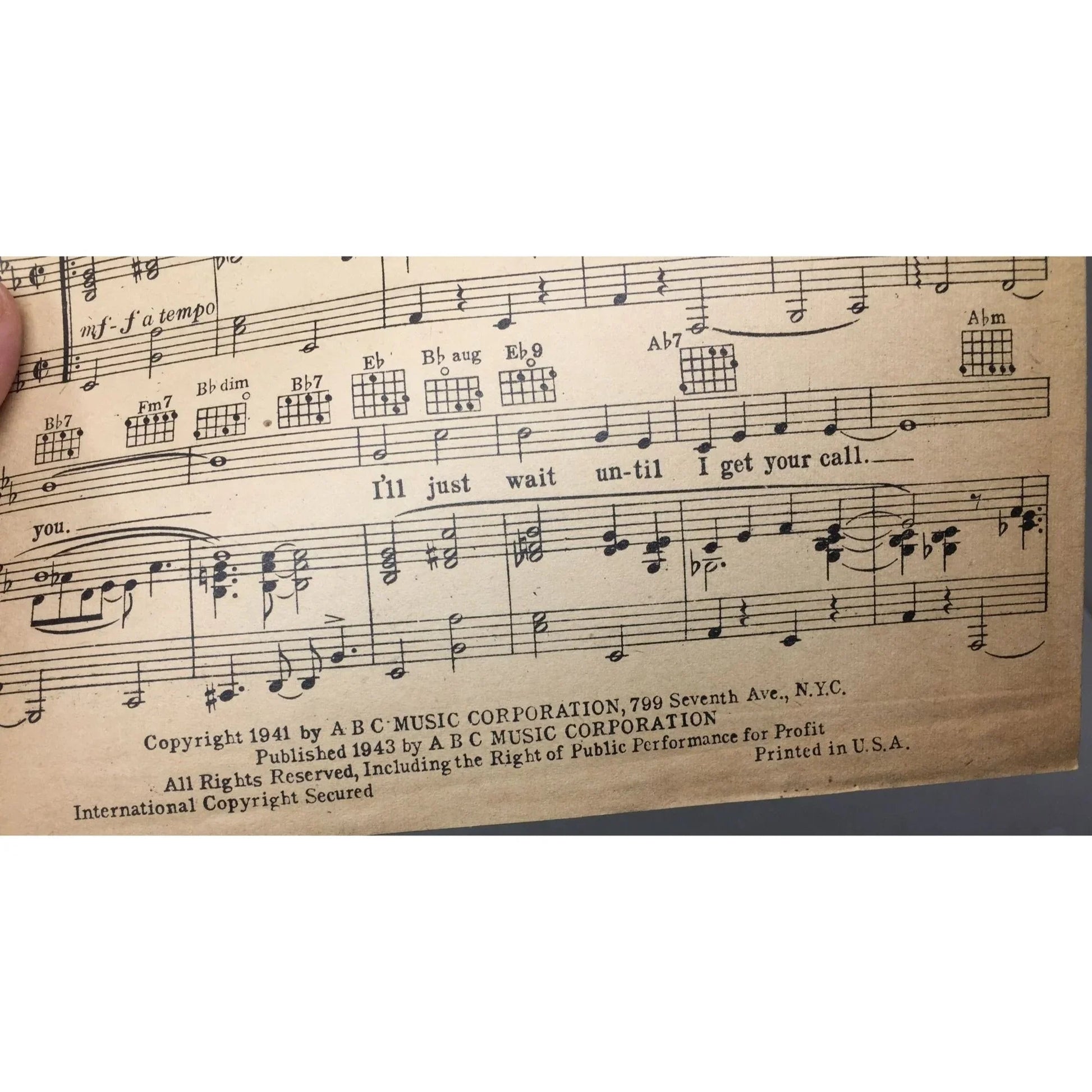 ''I Don't Want Anybody (If I Can't Have You)'' Vintage 1941 sheet music - A+ Stuff - sheet music - A+ Stuff