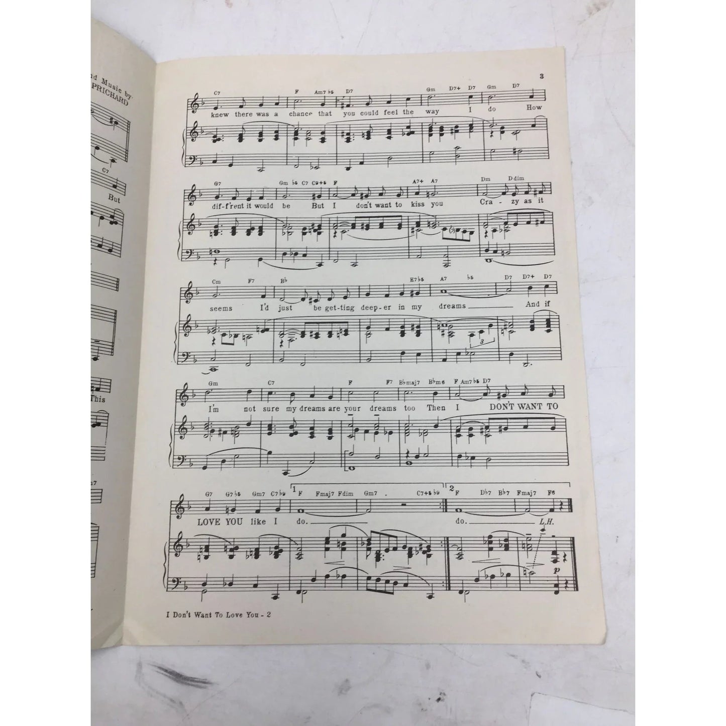 ''I Don't Want To Love You (Like I Do)'' by Henry Prichard - A+ Stuff - SHEET MUSIC - A+ Stuff