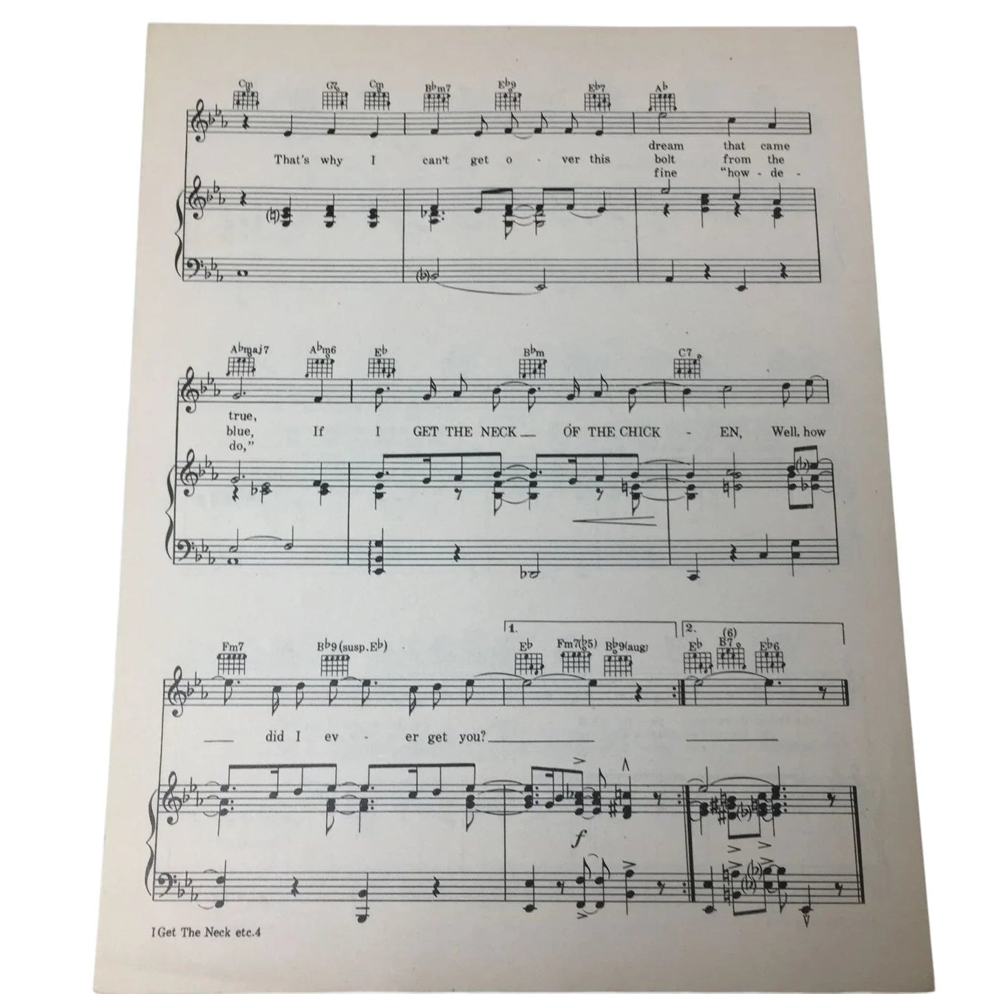 ''I Get The Neck Of The Chicken'' Vintage 1942 Sheet Music - A+ Stuff - SHEET MUSIC - A+ Stuff