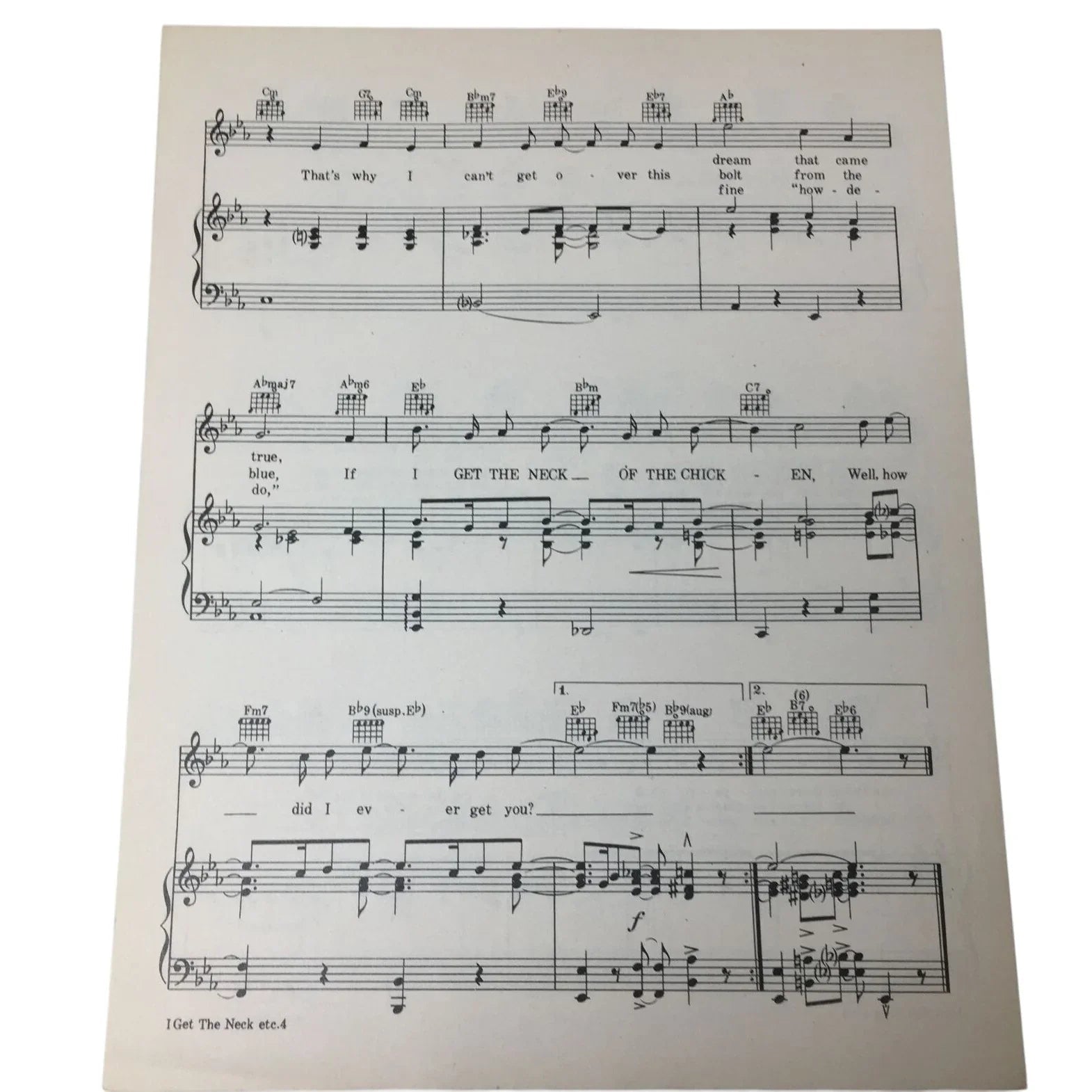''I Get The Neck Of The Chicken'' Vintage 1942 Sheet Music - A+ Stuff - SHEET MUSIC - A+ Stuff