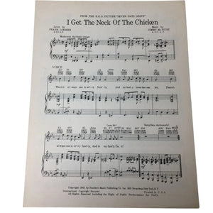 ''I Get The Neck Of The Chicken'' Vintage 1942 Sheet Music