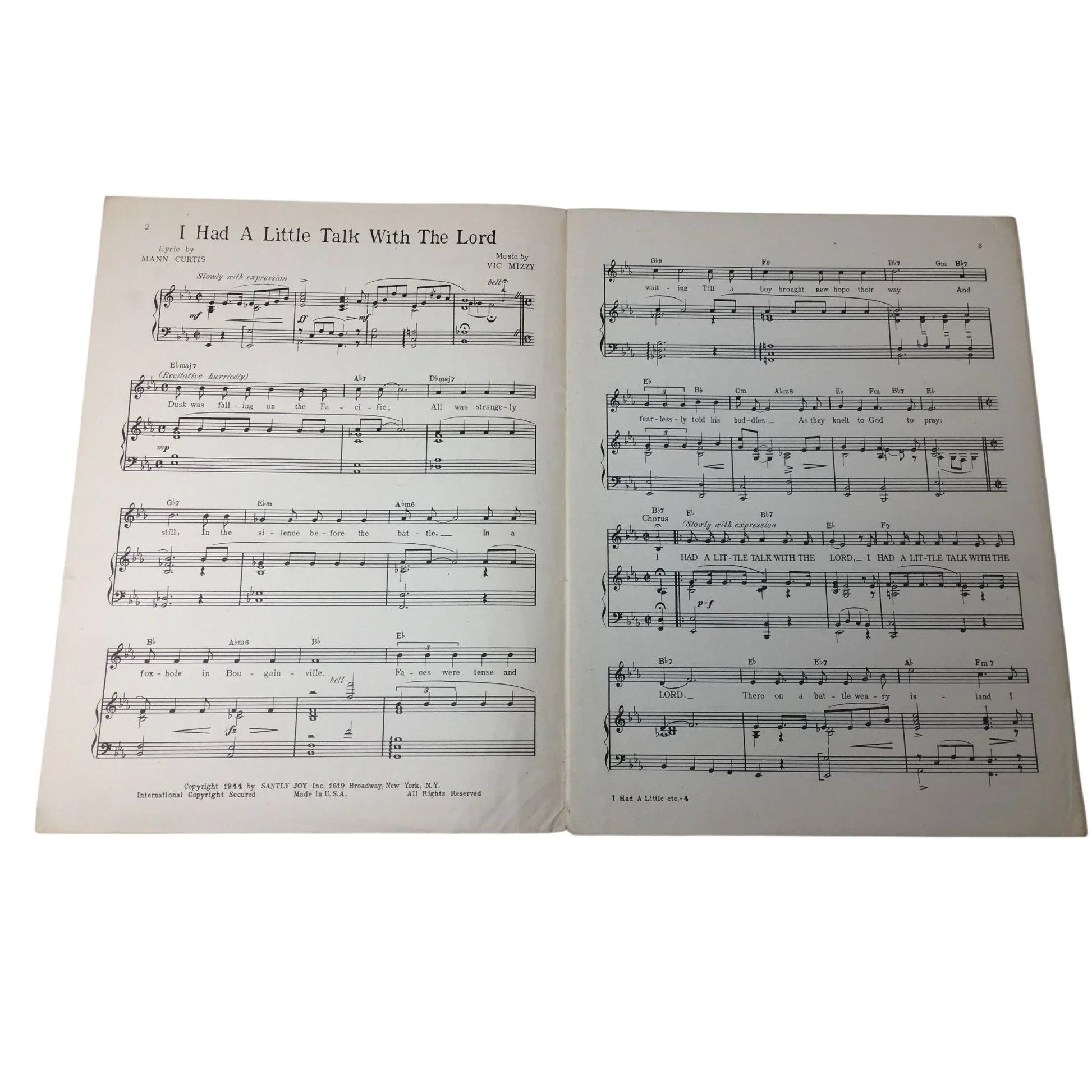 ''I Had A Little Talk With The Lord'' Vintage 1944 Sheet Music - A+ Stuff - SHEET MUSIC - A+ Stuff