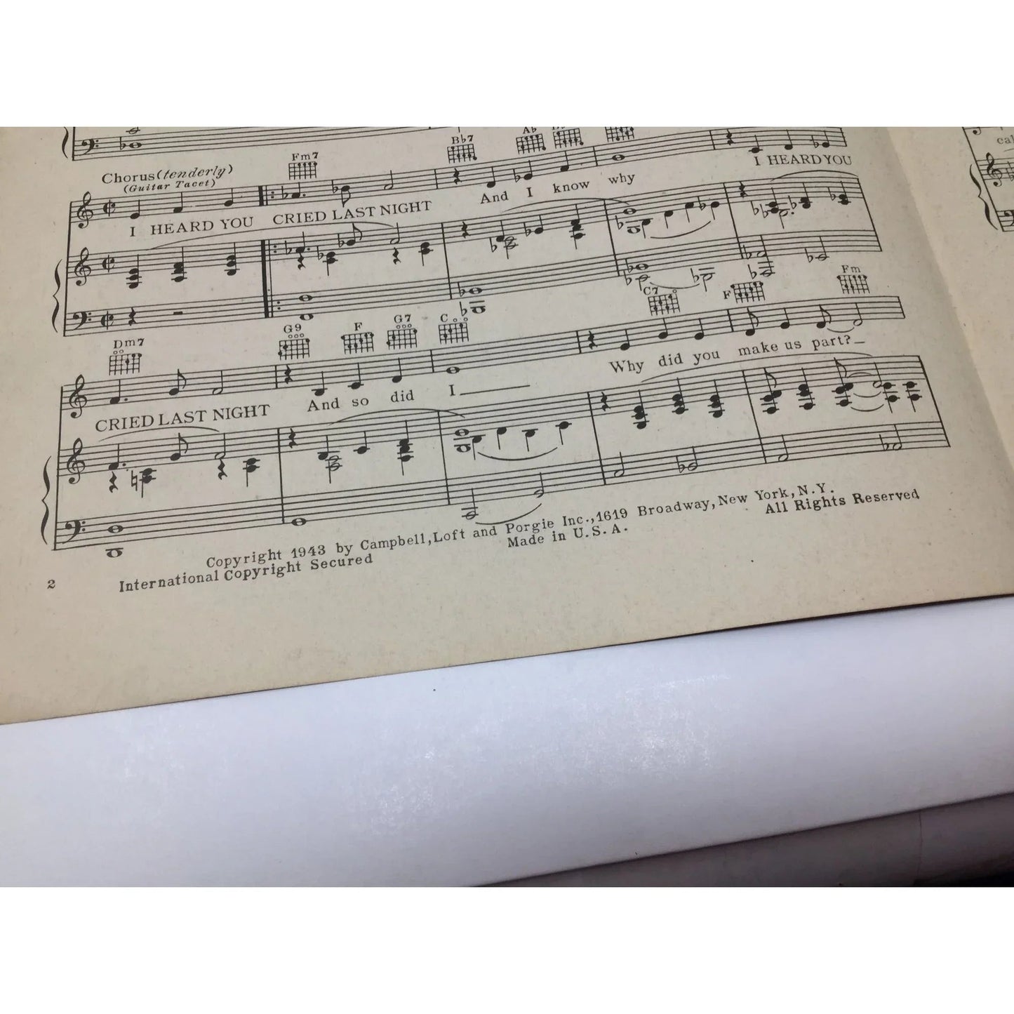 ''I Heard You Cried Last Night and So Did I'' Vintage sheet music - A+ Stuff - SHEET MUSIC - A+ Stuff