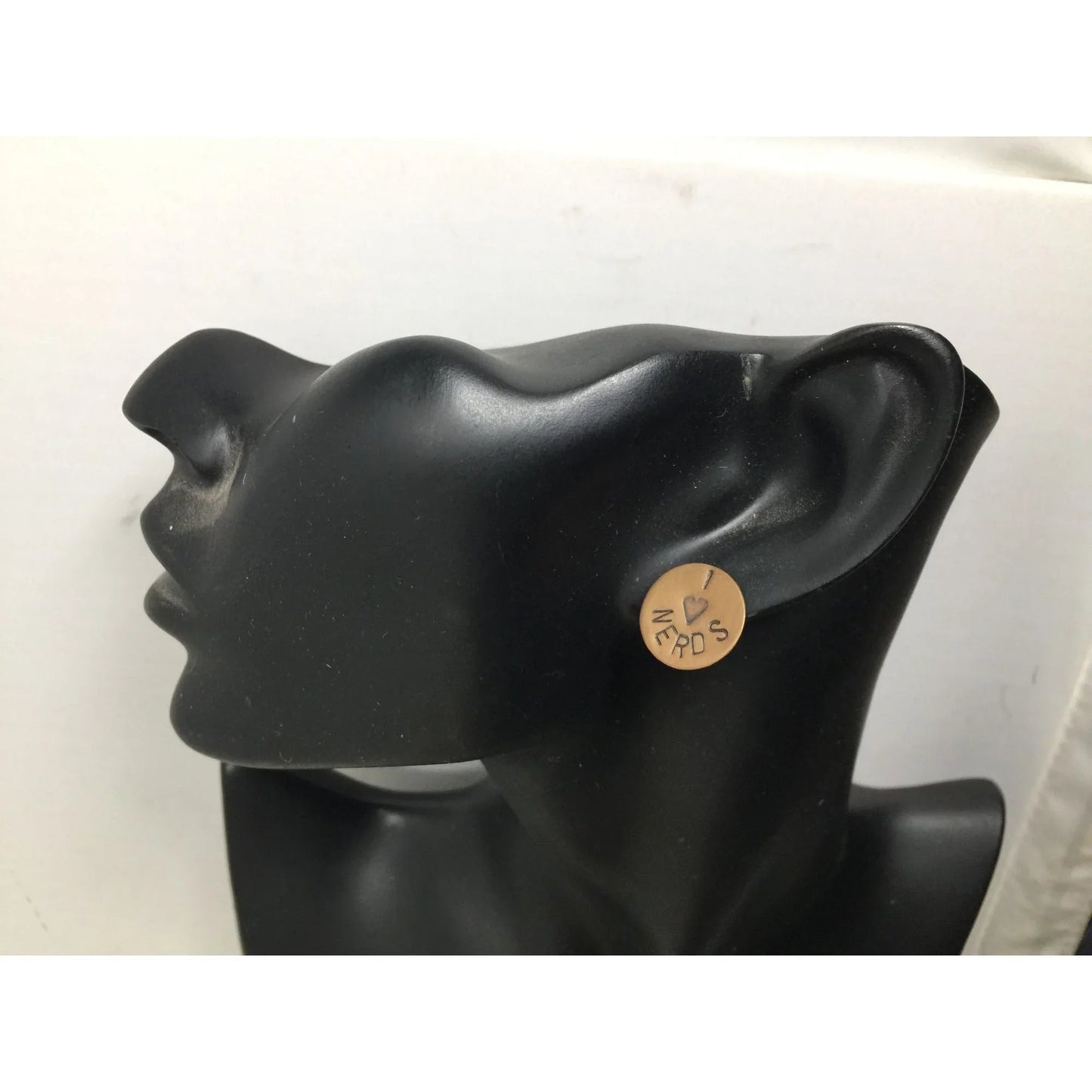 ''I love Nerds'' Women's Copper Tone Circle Stud Earrings - A+ Stuff - Earrings - A+ Stuff