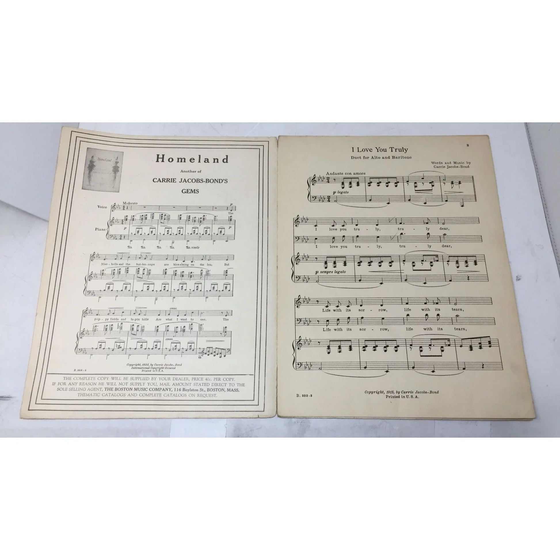 ''I Love You Truly'' From Seven Songs by Carrie Jacobs Bond - A+ Stuff - SHEET MUSIC - A+ Stuff