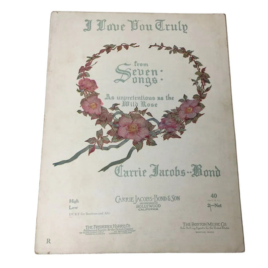 ''I Love You Truly'' From Seven Songs by Carrie Jacobs Bond - A+ Stuff - SHEET MUSIC - A+ Stuff