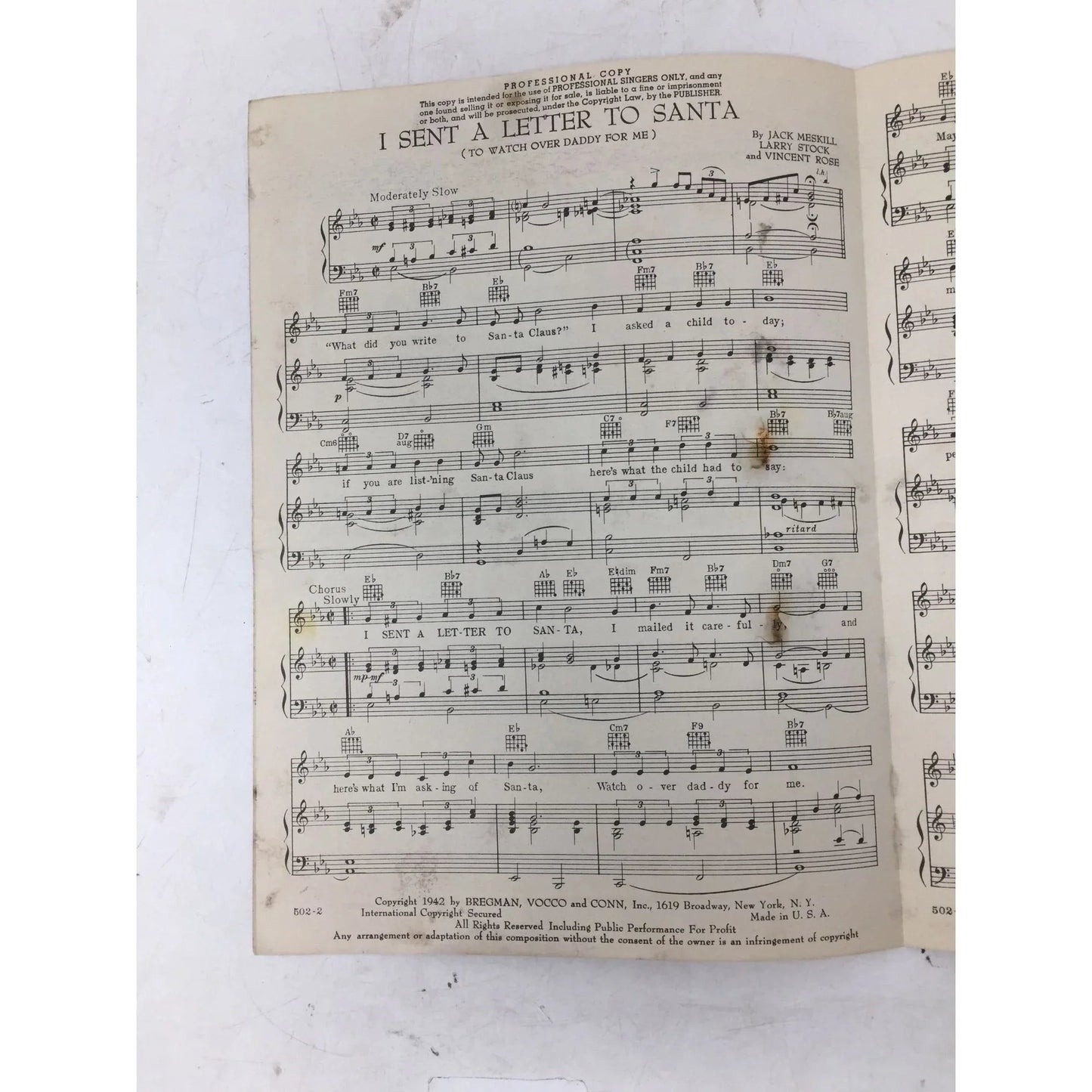 ''I Sent A Letter To Santa (To Watch Over Daddy for me)'' Vintage sheet music - A+ Stuff - sheet music - A+ Stuff
