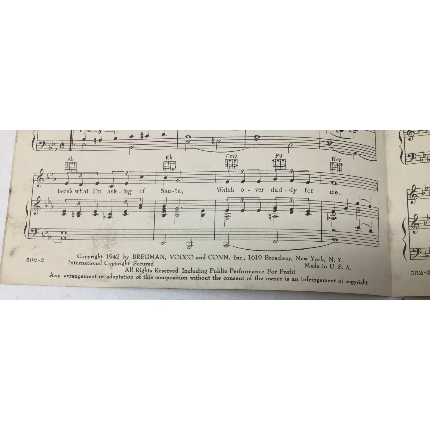 ''I Sent A Letter To Santa (To Watch Over Daddy for me)'' Vintage sheet music - A+ Stuff - sheet music - A+ Stuff