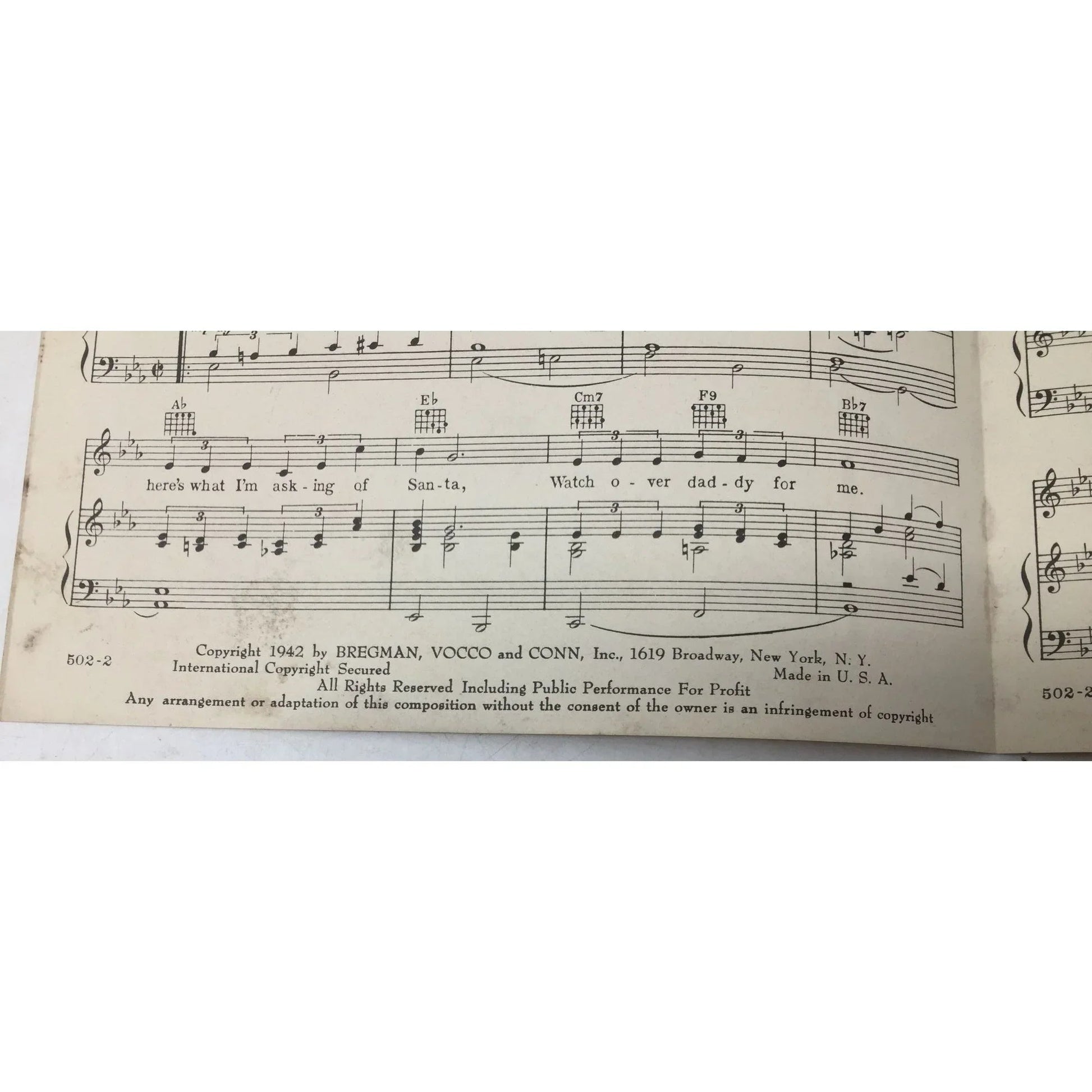 ''I Sent A Letter To Santa (To Watch Over Daddy for me)'' Vintage sheet music - A+ Stuff - sheet music - A+ Stuff