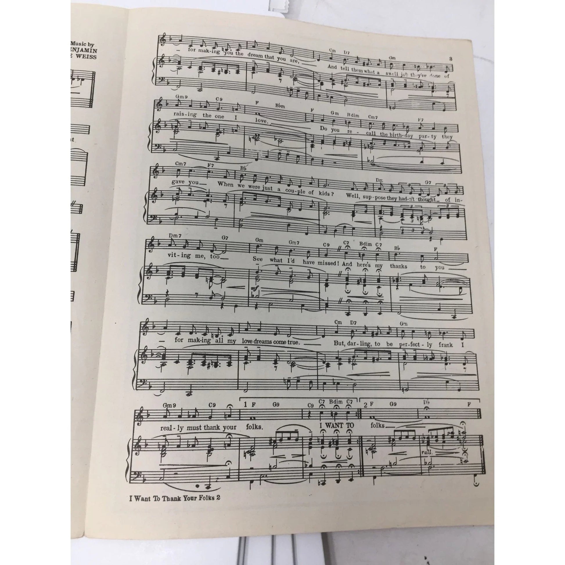 ''I WANT TO THANK YOUR FOLKS'' Vintage sheet music - A+ Stuff - SHEET MUSIC - A+ Stuff