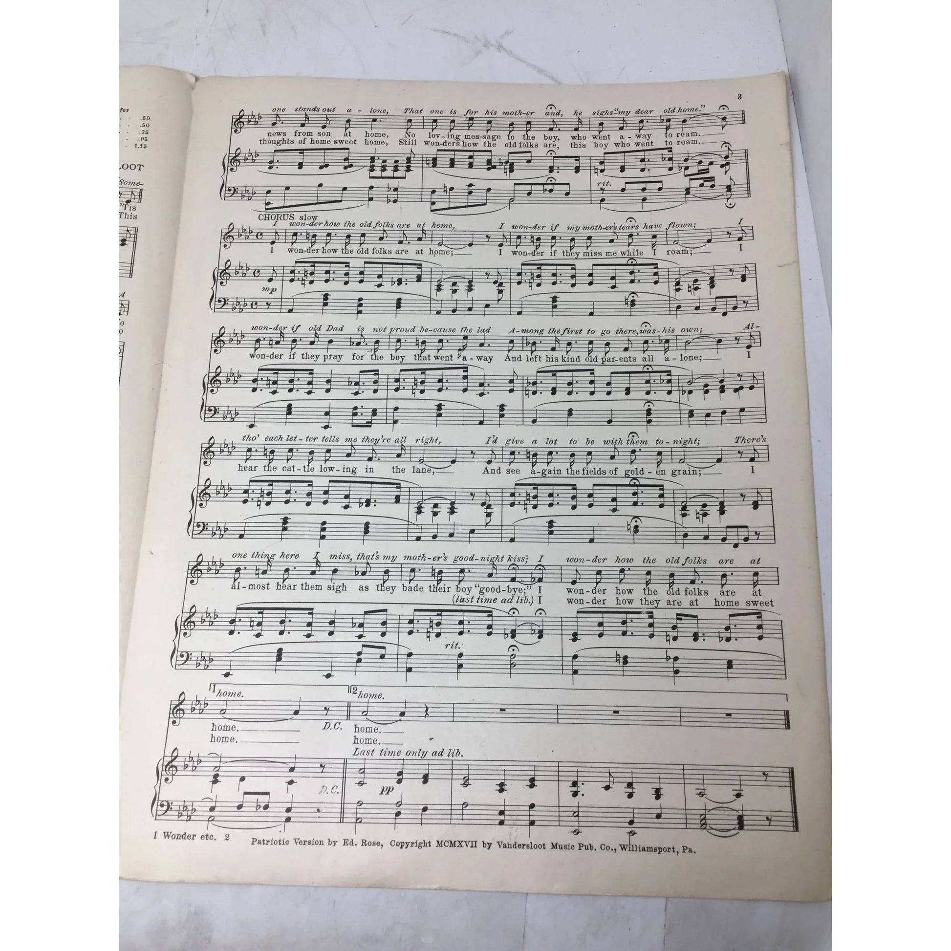 ''I Wonder How The Old Folks Are At Home'' Vintage Sheet Music Book - A+ Stuff - SHEET MUSIC - A+ Stuff