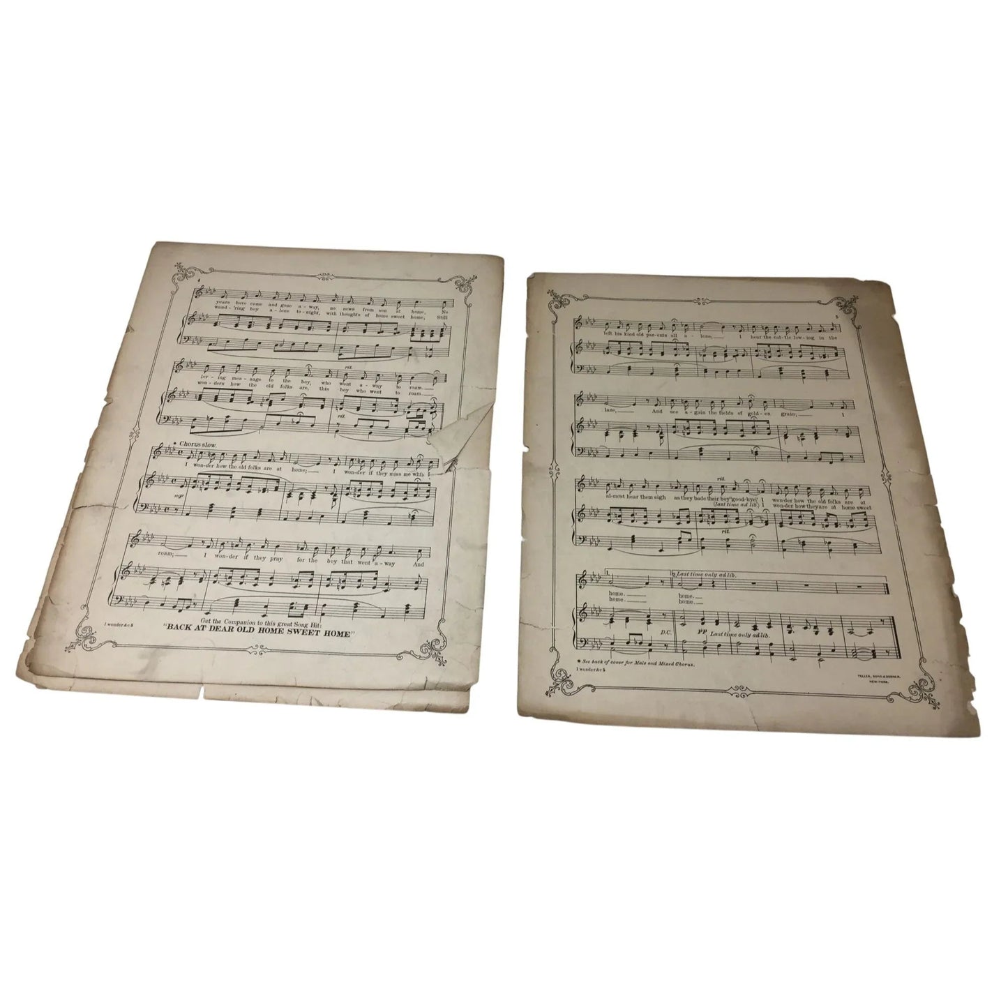 ''I Wonder How The Old Folks Are At Home'' Vintage Sheet Music Book - A+ Stuff - SHEET MUSIC - A+ Stuff