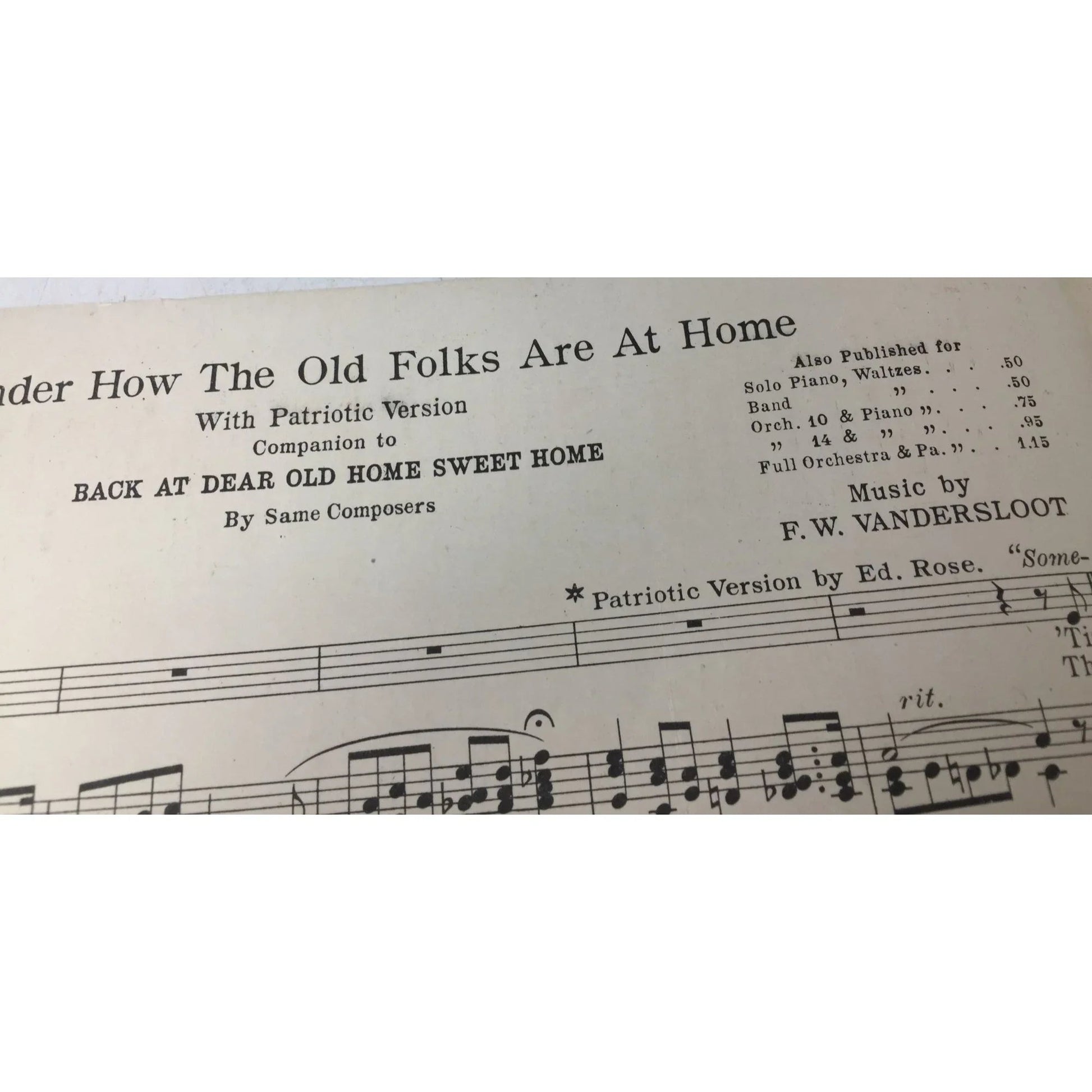 ''I Wonder How The Old Folks Are At Home'' Vintage Sheet Music Book - A+ Stuff - SHEET MUSIC - A+ Stuff