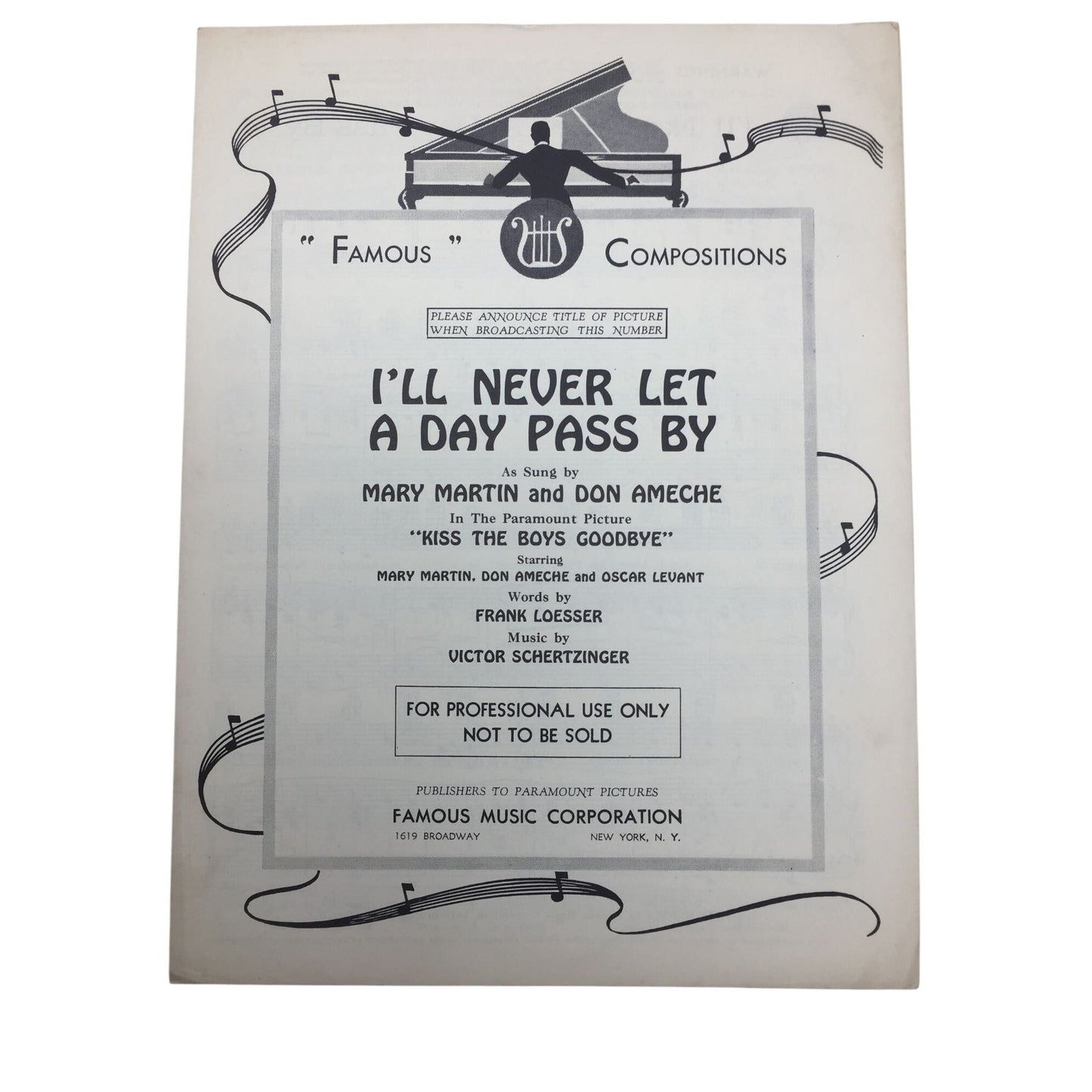 vintage sheet music for the song "I'll Never Let a Day Pass By" A+ Stuff  A+ Stuff